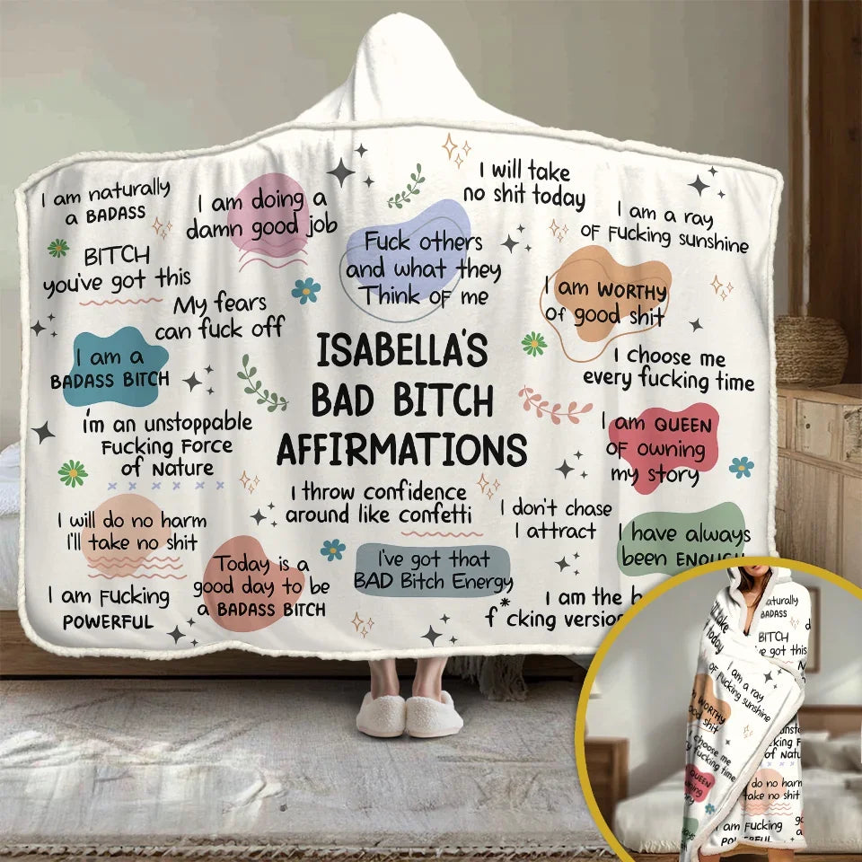 Personalized I Deserve Good Things Affirmation Snuggle Blanket Hoodie Blanket Christmas Gift for Yourself