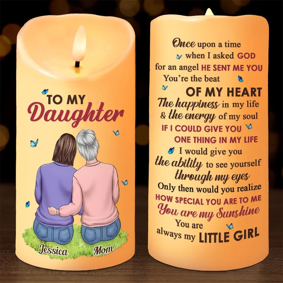 You Are Always My Little Girl Personalized LED Candle, Custom Christmas Gift for Daughter or Granddaughter