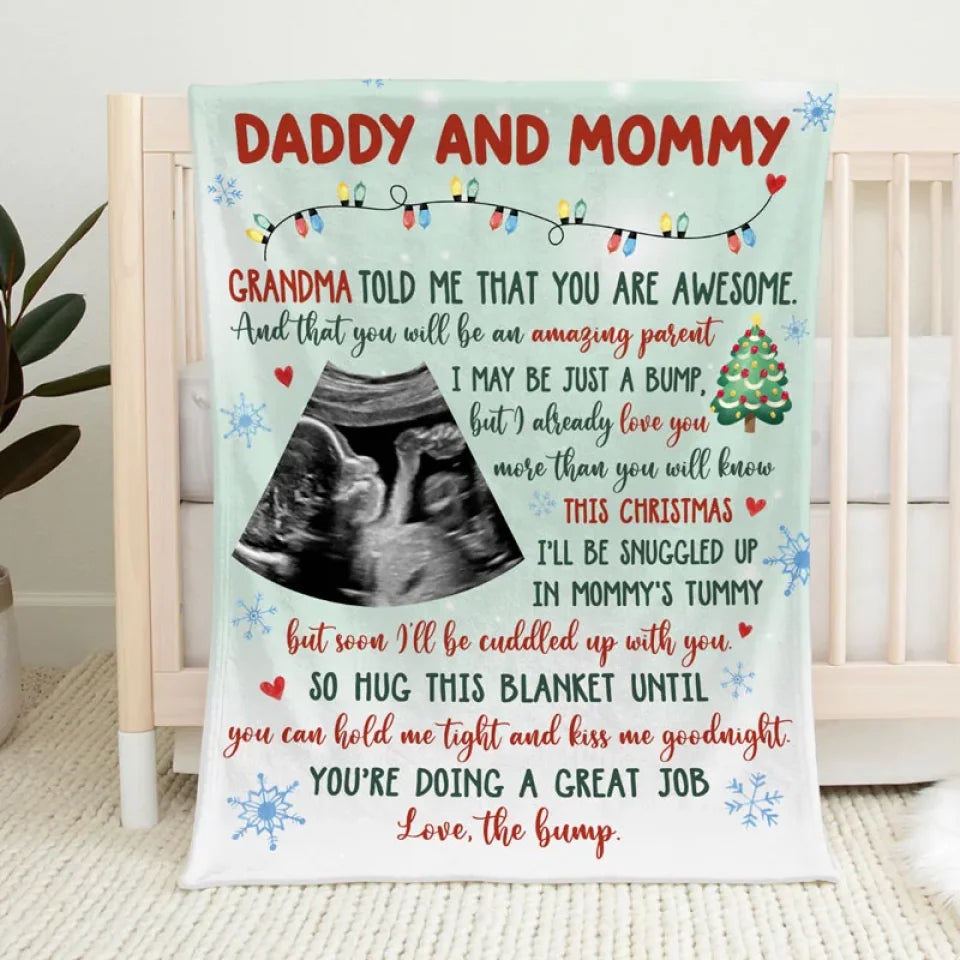 Custom Photo I'll Be Cuddled Up With You Family Personalized Blanket, Baby Shower or First Christmas Gift
