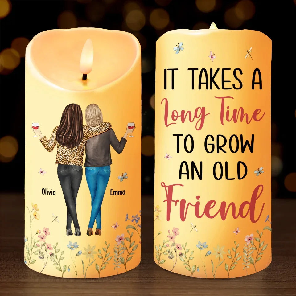 Friendship Goals Achieved Personalized Custom LED Candle, Christmas Gift for Best Friends, BFF or Sisters