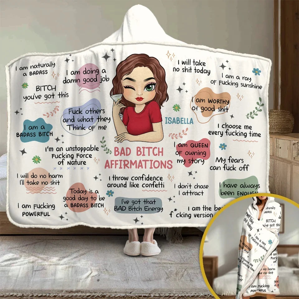 I Throw Confidence Around Like Confetti Personalized Snuggle Hoodie Blanket Gift for Yourself