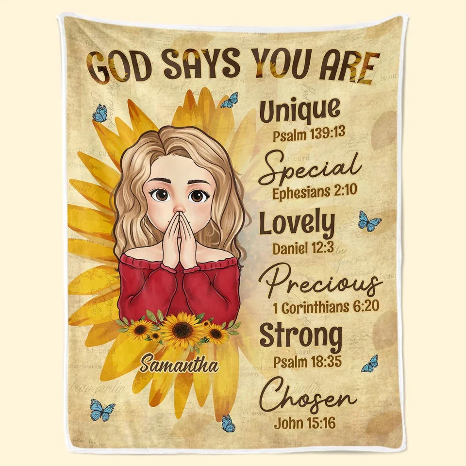 God Says You Are Precious Personalized Blanket, Self-Love Affirmation Gift for Friends & Family
