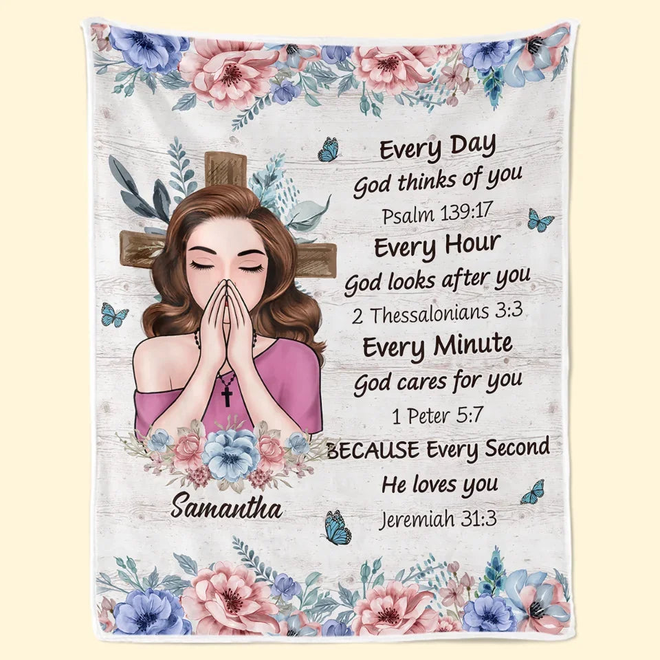 Every Day God Thinks Of You Personalized Self-Love Affirmation Blanket Gift for Friends and Family