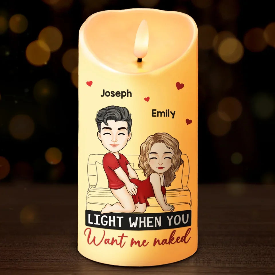 Personalized Custom LED Candle for Couples, You Make My Heart Race Gift for Husband Wife Anniversary