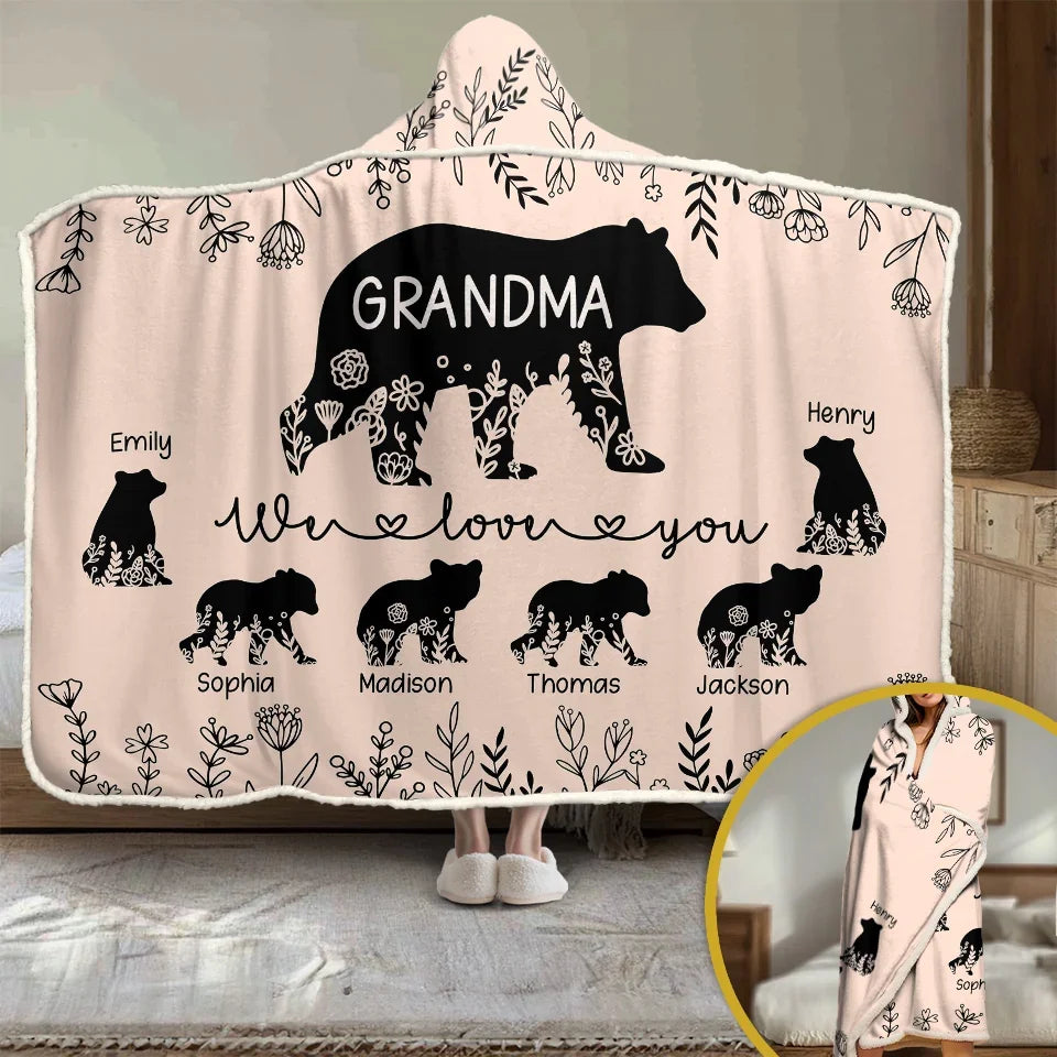 Love Grows Best In Family Gardens Personalized Family Snuggle Blanket or Hoodie Blanket Gift for Mom Grandma