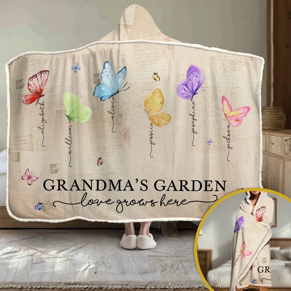 Family Is Where Love Is Endless Personalized Snuggle Blanket Hoodie Blanket Gift for Mom or Grandma