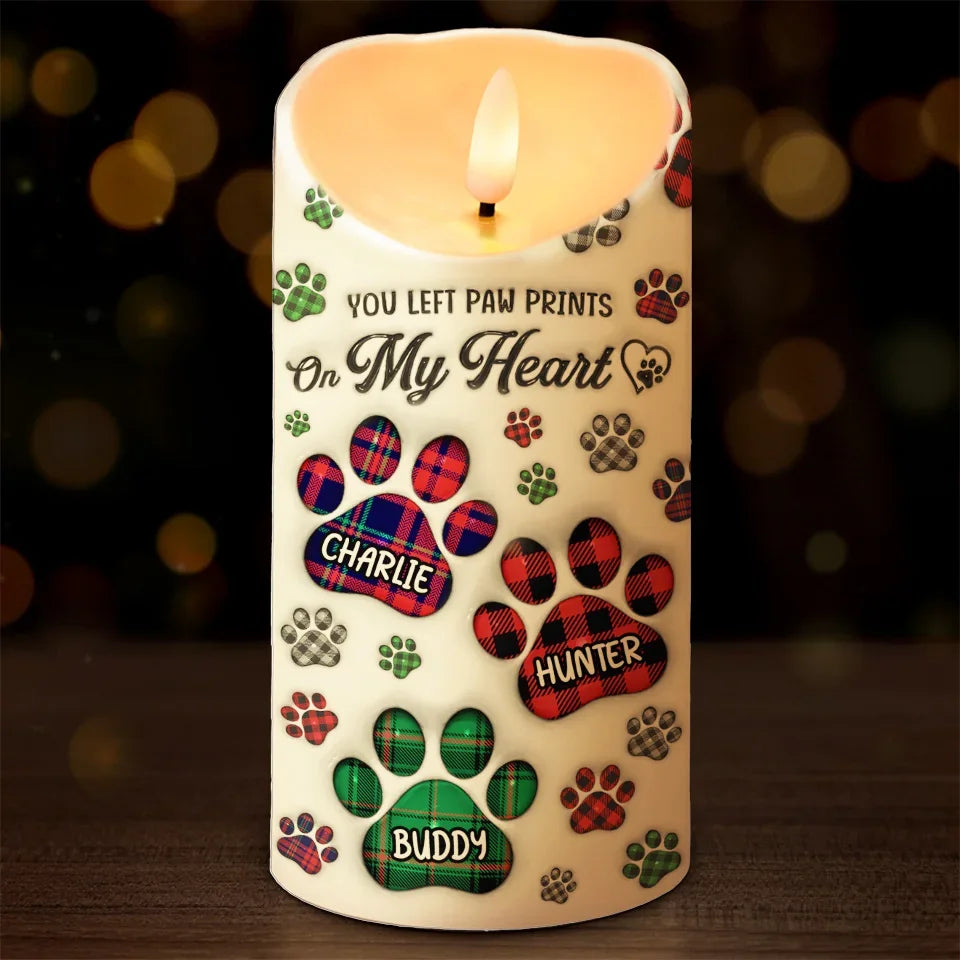 Personalized Pet Memorial LED Candle - A Heartbeat at My Feet Sympathy Gift for Pet Owners