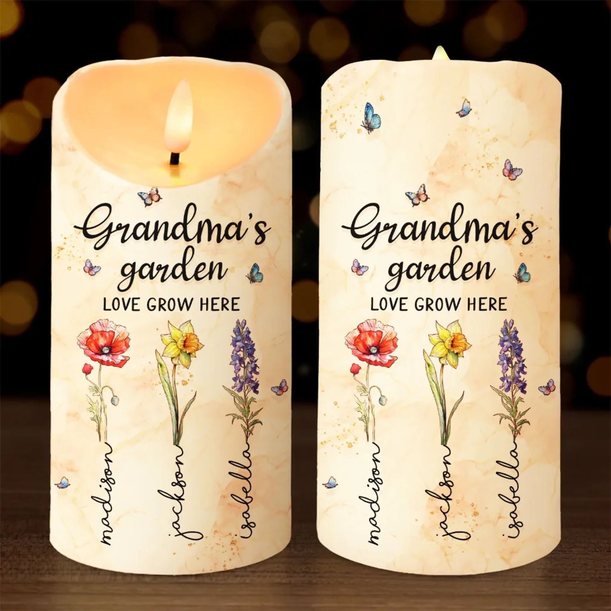 Personalized Family LED Candle, Motherhood Purest Love Custom Gift for Mom or Grandma