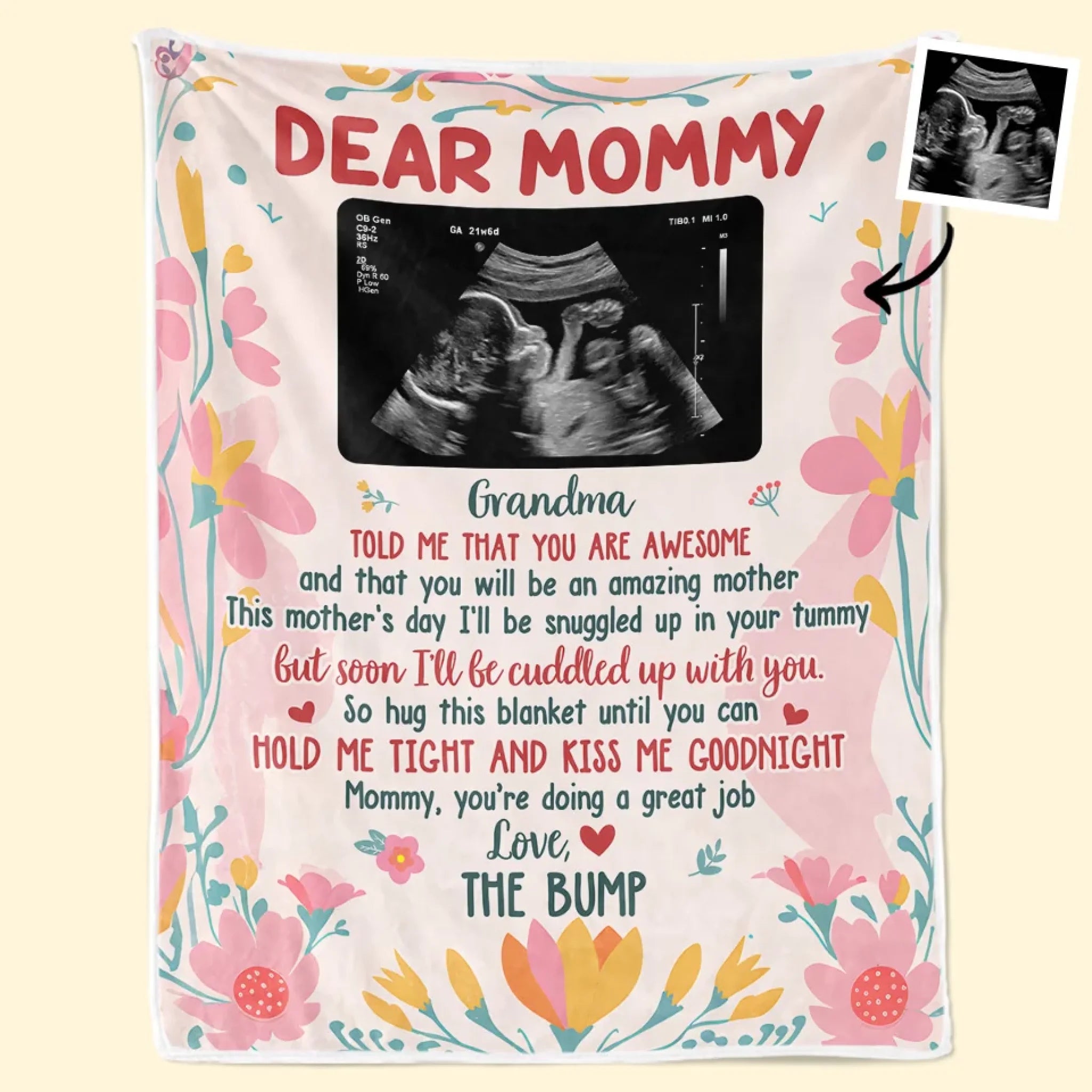 Custom Photo Cuddled Up With You My Little Bump Blanket, Personalized Baby Shower Gift for First Mom