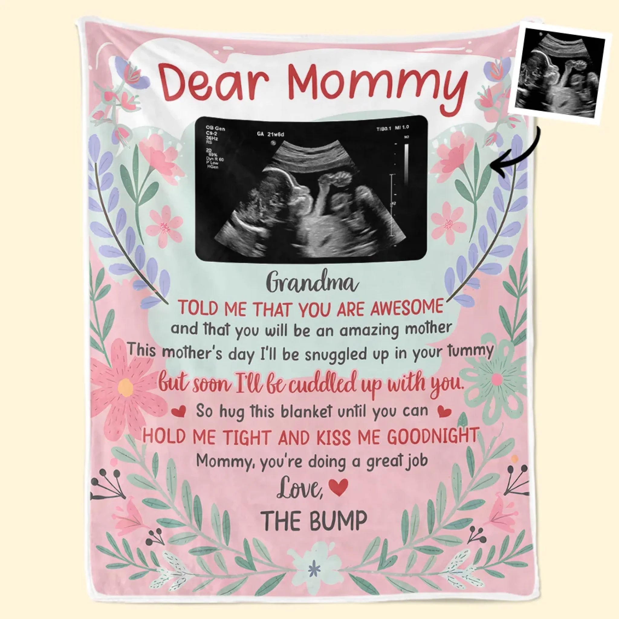 Custom Photo Your Little Kicks Are My Favorite Hugs Personalized Family Blanket, Baby Shower Gift for First Mom