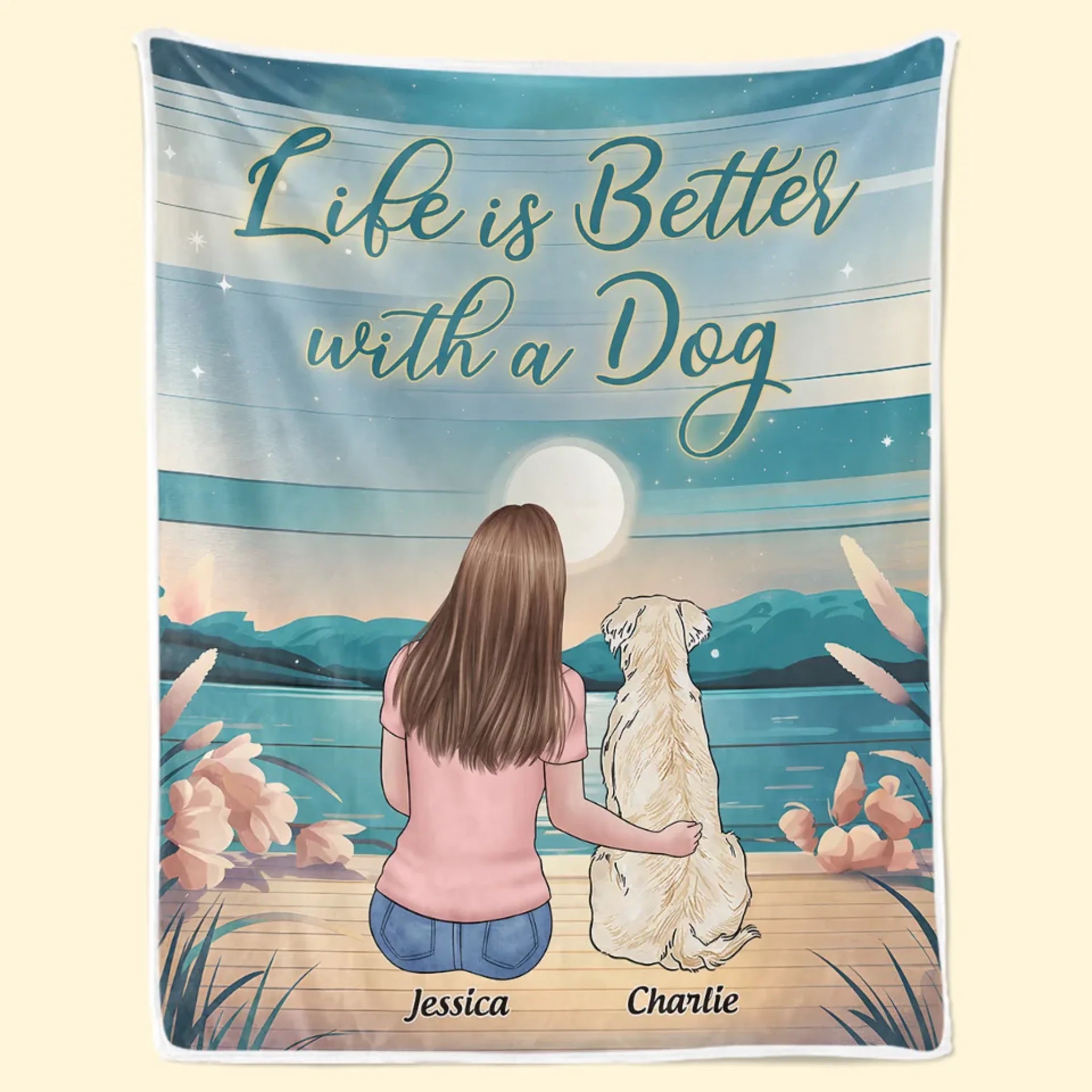 The Road to My Heart Is Paved with Paw Prints Personalized Dog Blanket Gift for Pet Owners