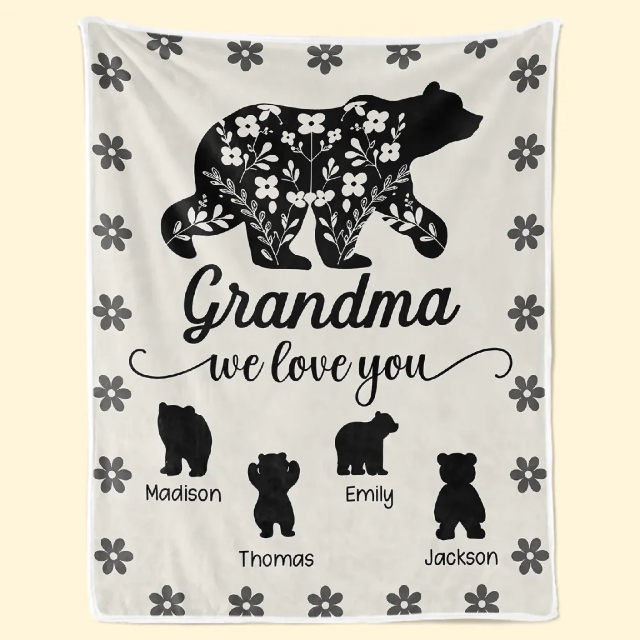 Grandma Fill Our Hearts With Love Personalized Family Blanket, Custom Gift for Mom or Grandma