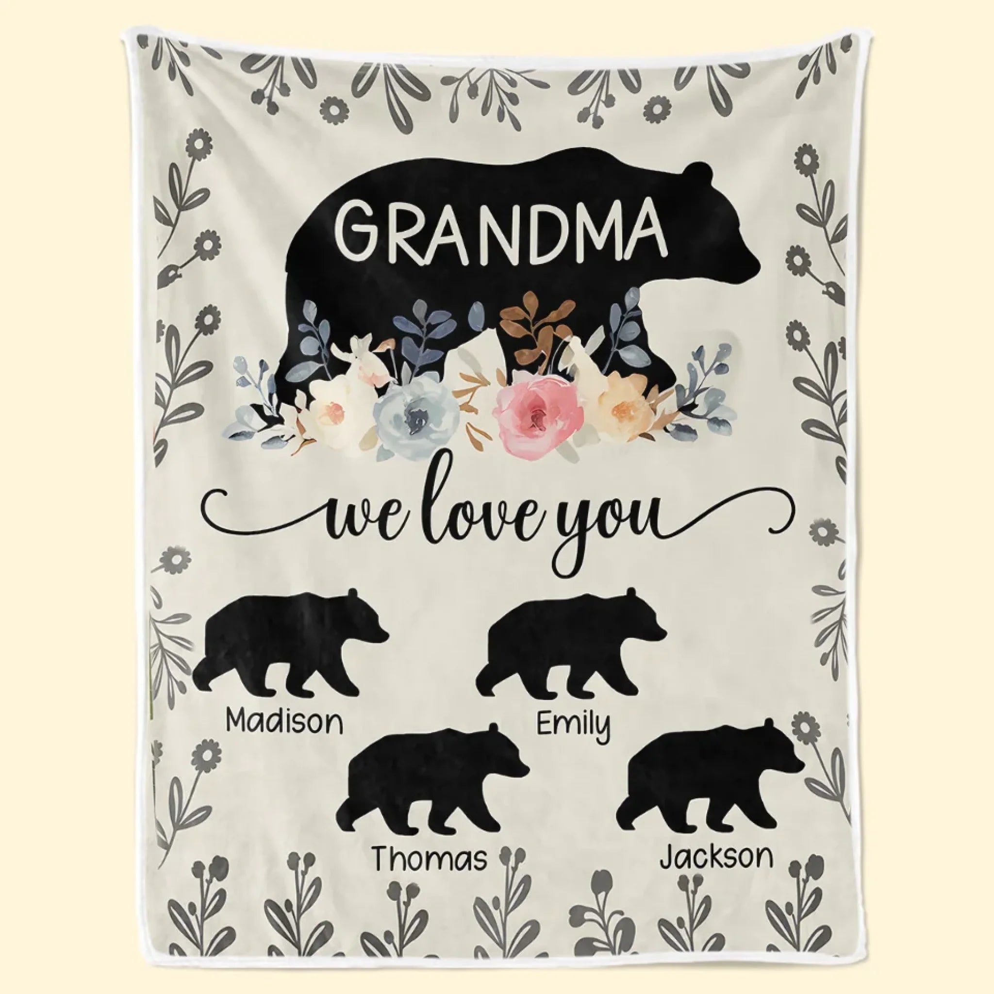 Her Love Is A Garden Of Endless Wonder Personalized Family Blanket Gift for Mom or Grandma
