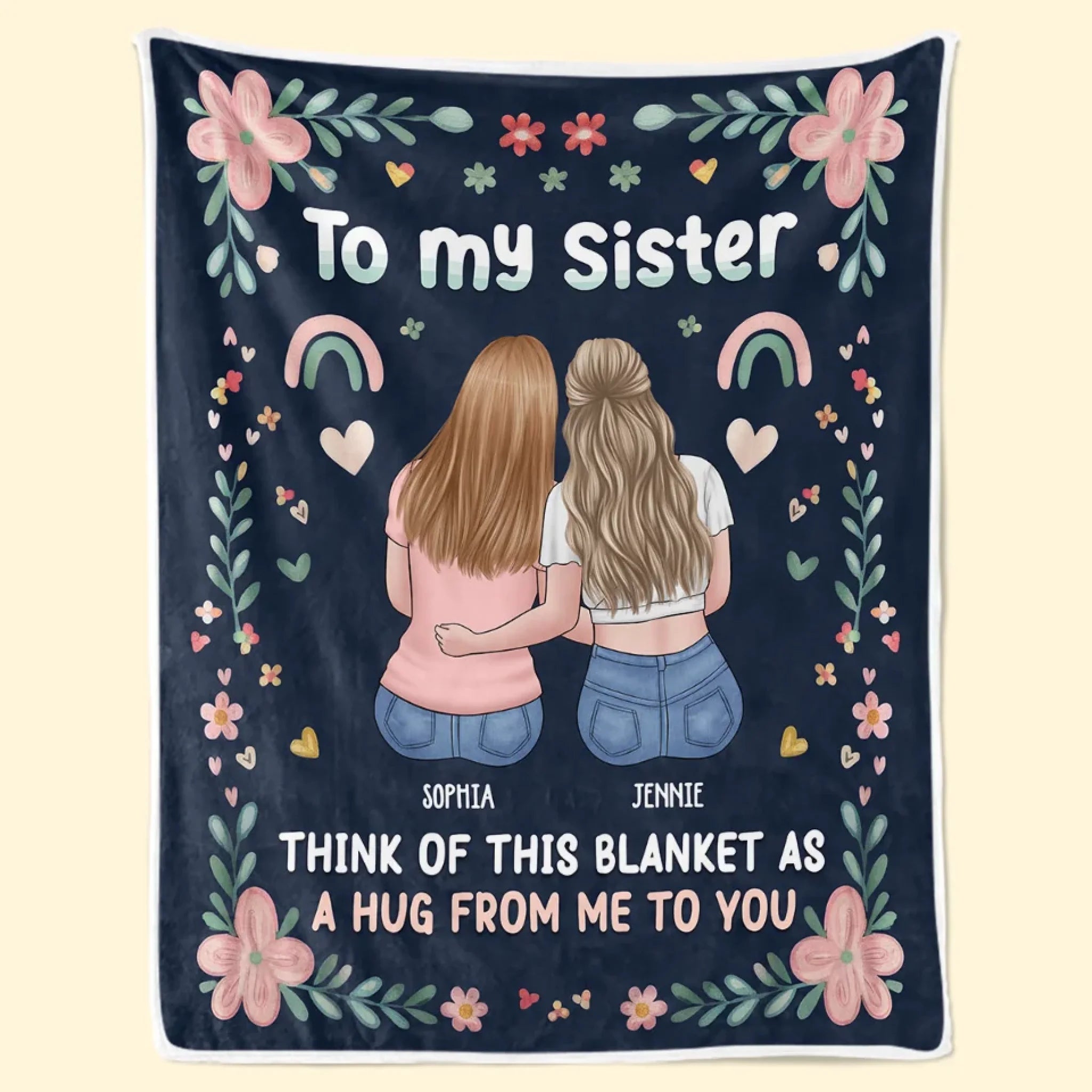 This Blanket Is a Hug From Me to You Personalized Bestie Blanket Gift for Best Friends and Sisters