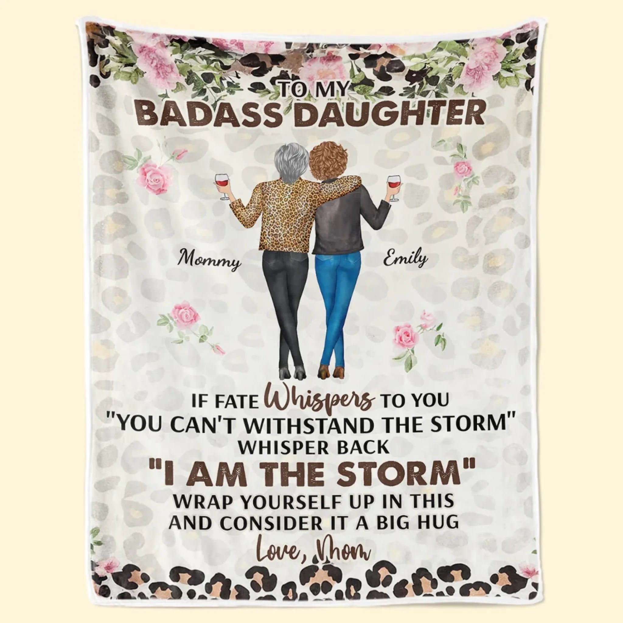 Personalized Mother and Daughter Grow Together in Love Blanket, Custom Family Gift for Mom or Grandma