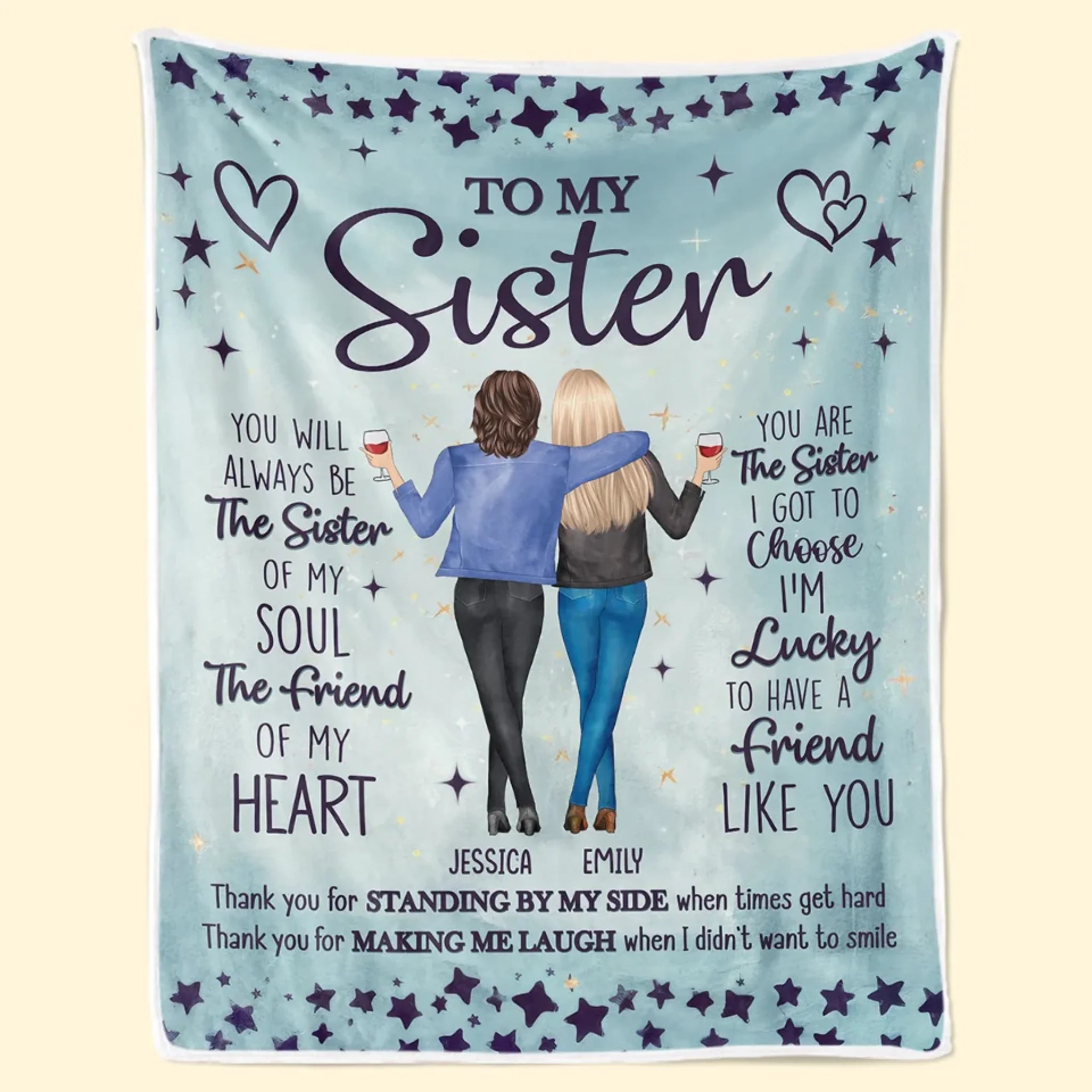 You Are The Sister I Got To Choose Personalized Bestie Blanket, Custom Gift for Best Friends and BFF Sisters