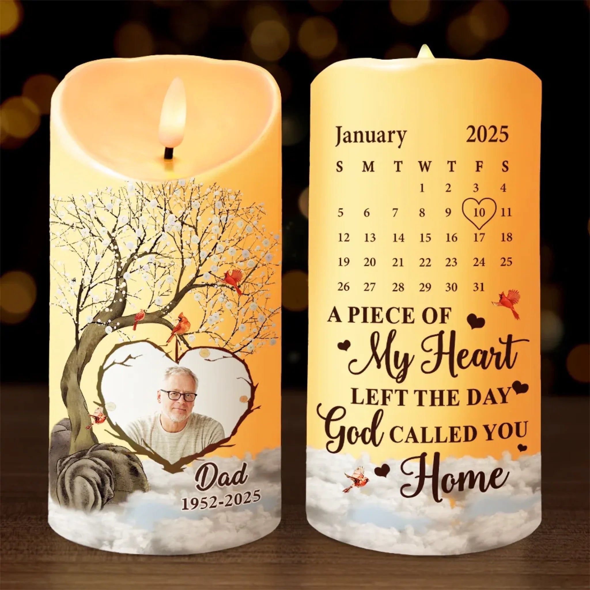 Personalized Memorial Photo LED Candle - Custom Sympathy Gift for Family Members and Loved Ones