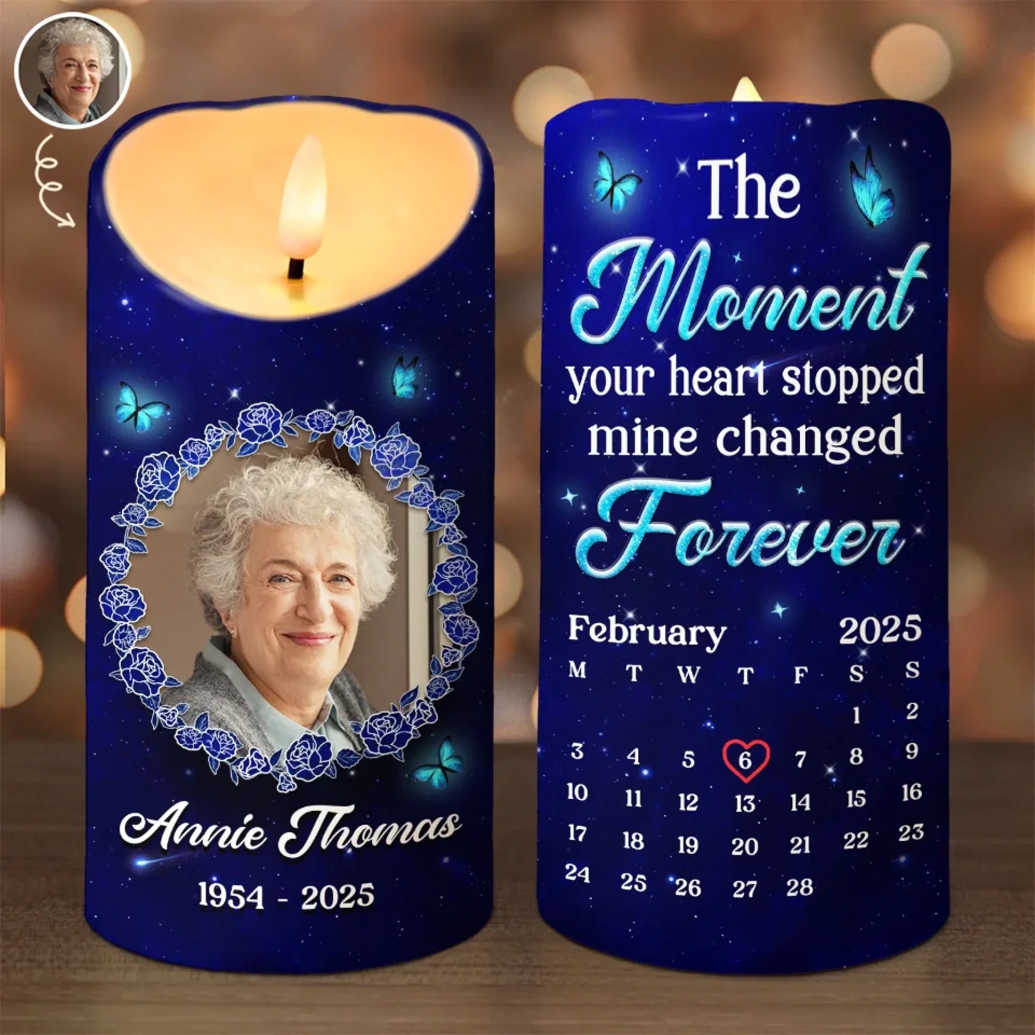 Custom Photo Though Absent You Remain Ever Near Personalized Memorial LED Candle Sympathy Gift