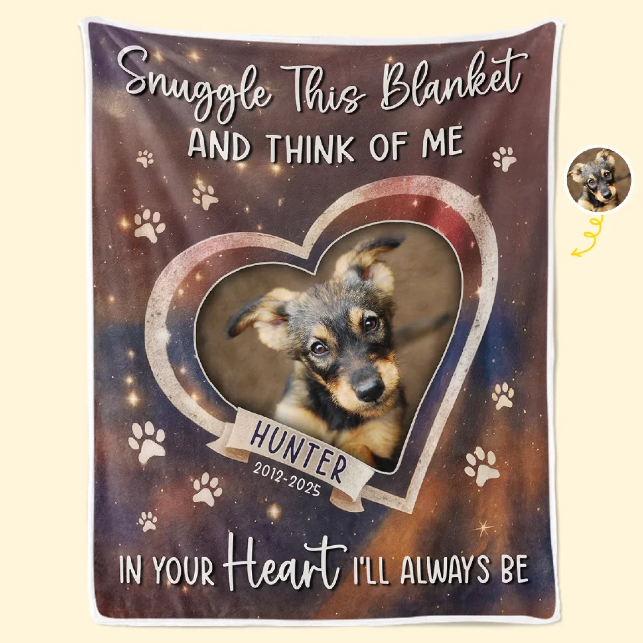 Personalized Custom Photo Pet Memorial Blanket, In Our Hearts Your Love Still Shines Sympathy Gift