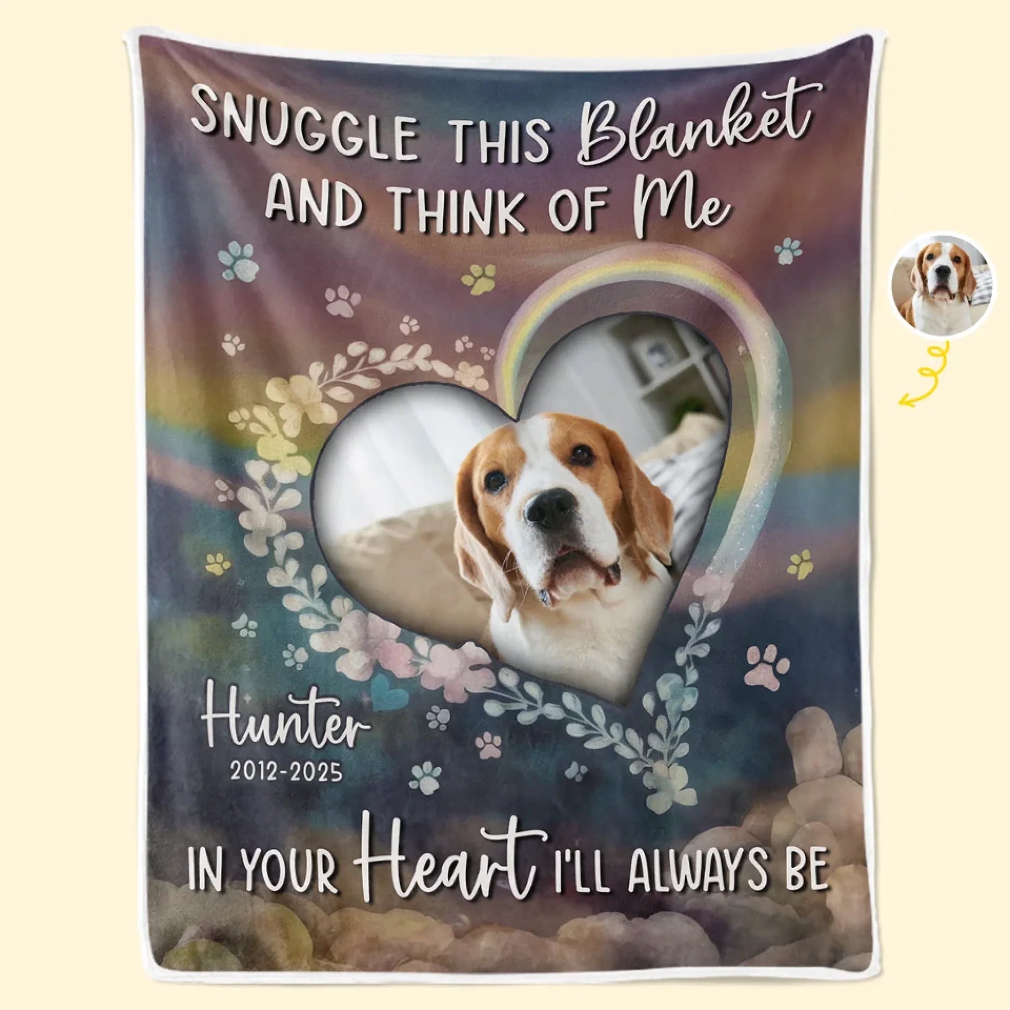Custom Photo Pet Memorial Blanket, A Loyal Heart Never Truly Leaves Sympathy Gift for Pet Owners