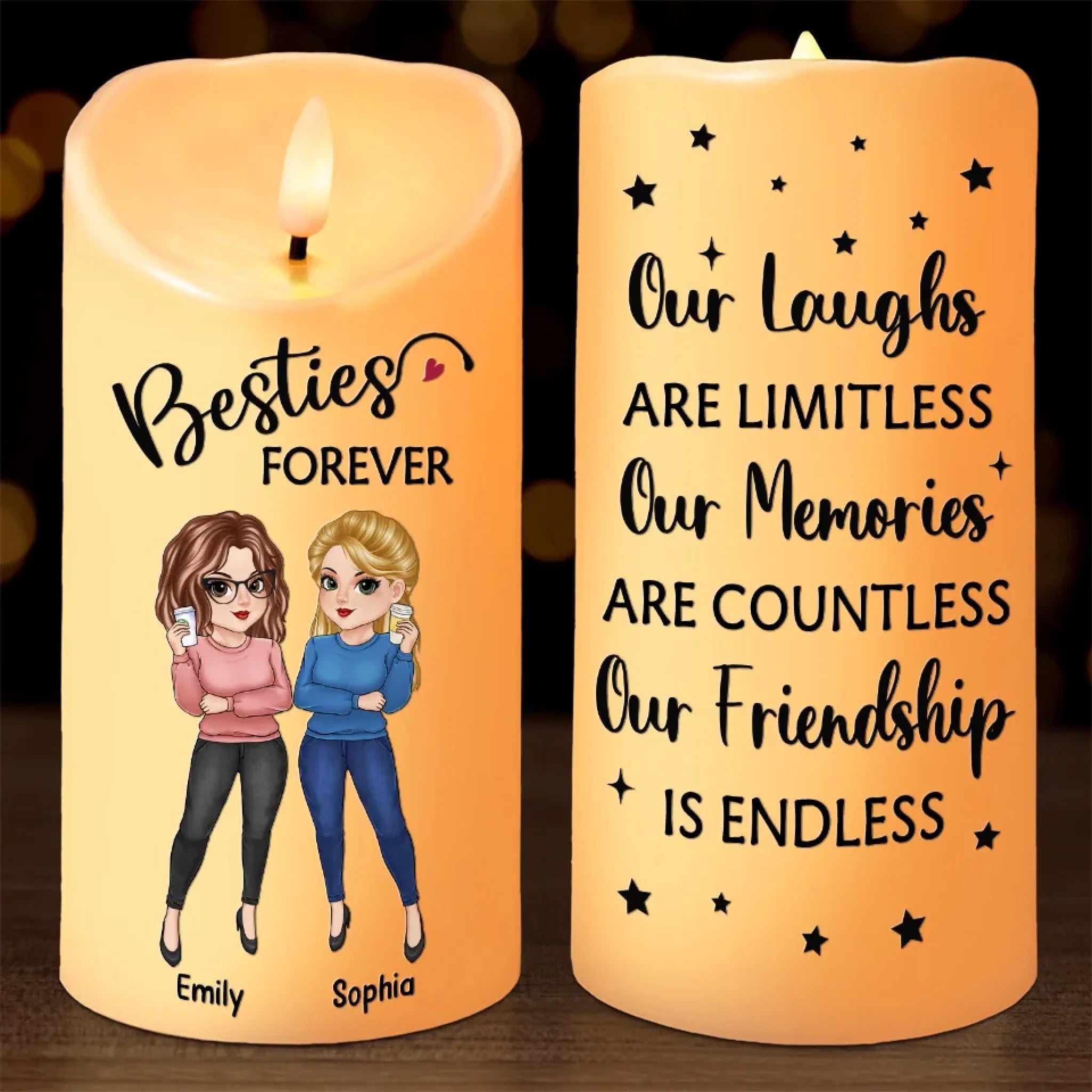 Personalized Bestie Custom LED Candle - Lifes Better With Besties Gift for Best Friends, BFFs and Sisters