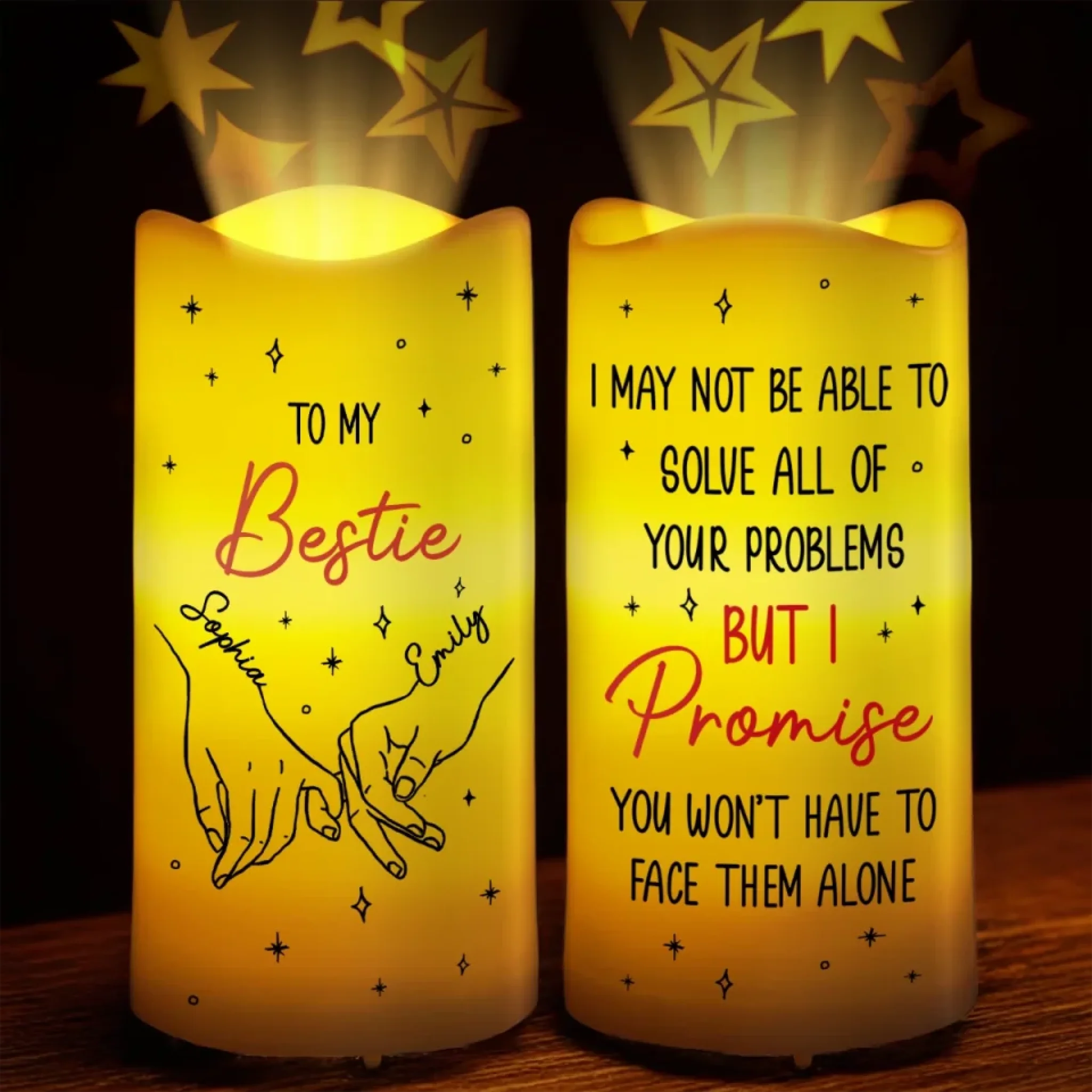 Best Friendships Are Forever Personalized LED Projection Flameless Candle Gift for Best Friends BFF Sisters