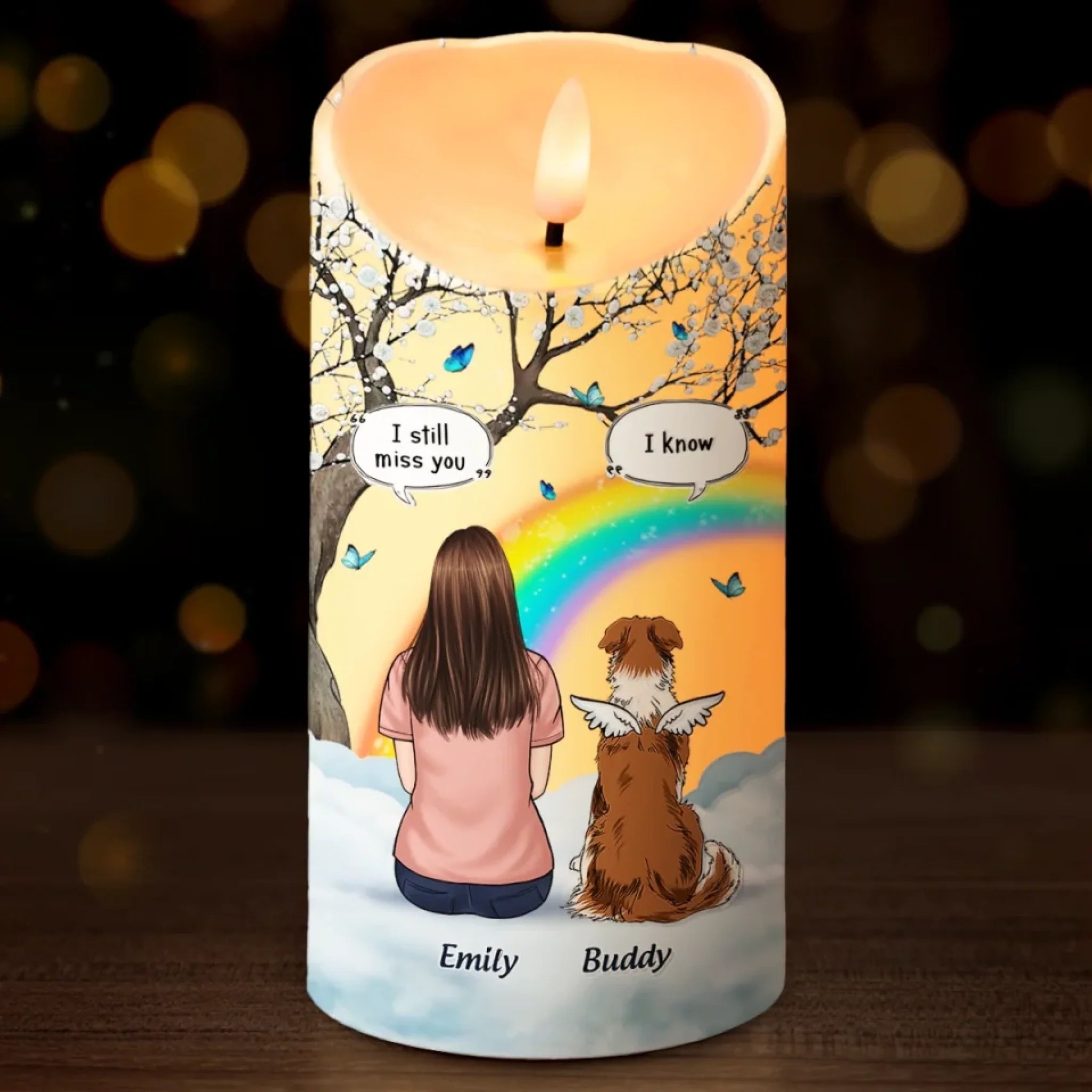 Some Angels Choose Fur Personalized Custom LED Memorial Candle Sympathy Gift for Pet Owners