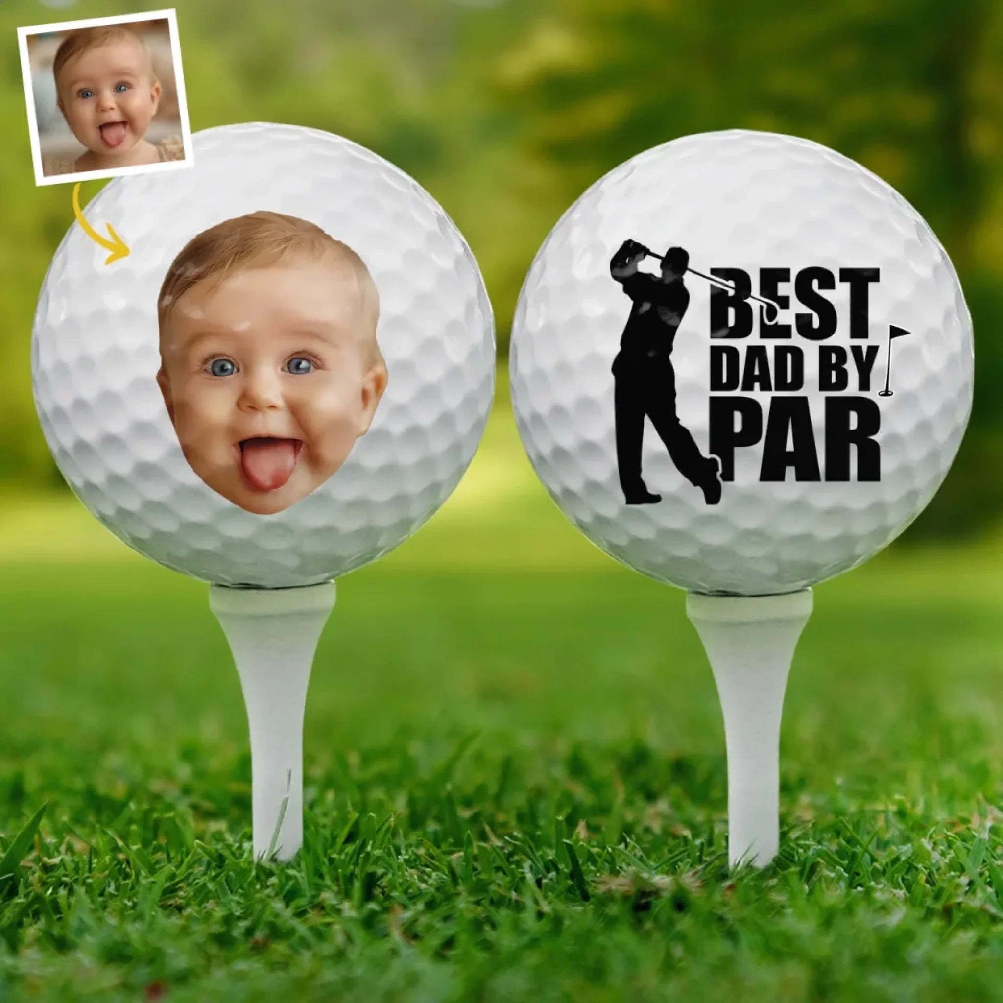 Custom Photo Swinging Into Fatherhood Personalized Golf Ball, Father's Day Gift for Dad or Grandpa