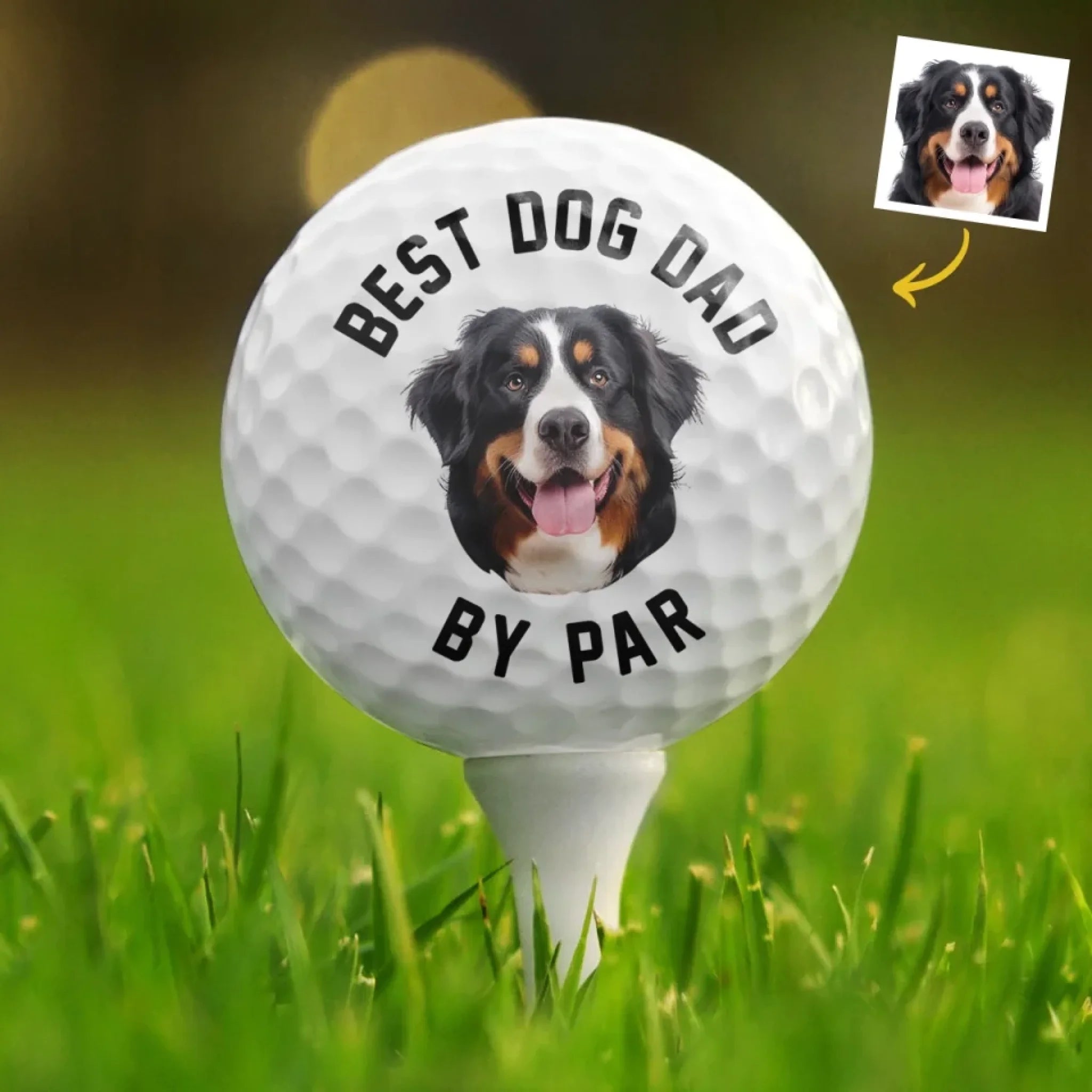 Custom Photo Dog Dad On Par Personalized Golf Ball Gift for Pet Lovers and Golf Players
