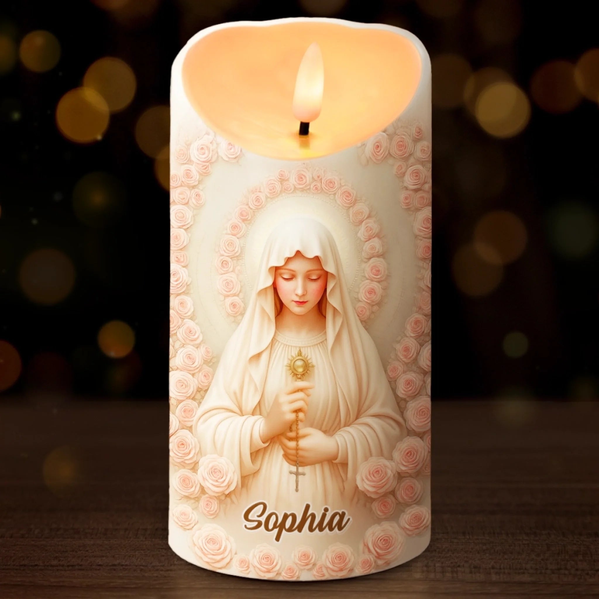 Custom 3D Inflated Effect Printed LED Candle Personalized Christian Gift for Jesus Lovers