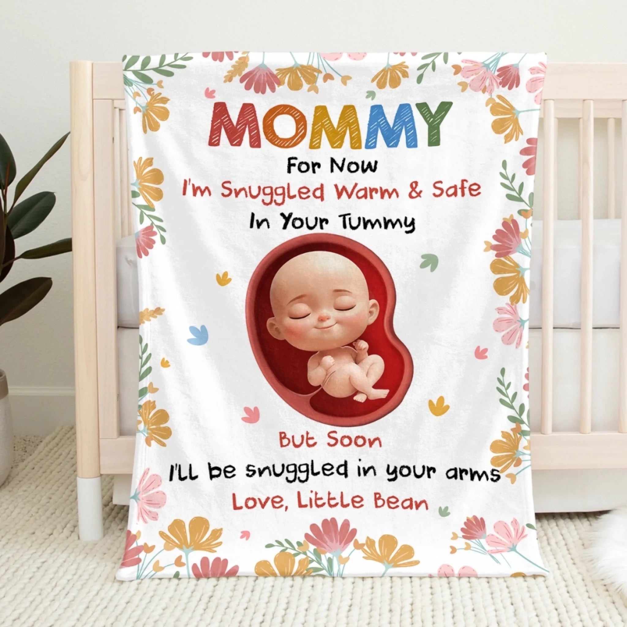 Custom Baby Blanket Personalized Baby Shower or Gender Reveal Gift for New Parents Snuggled in Love