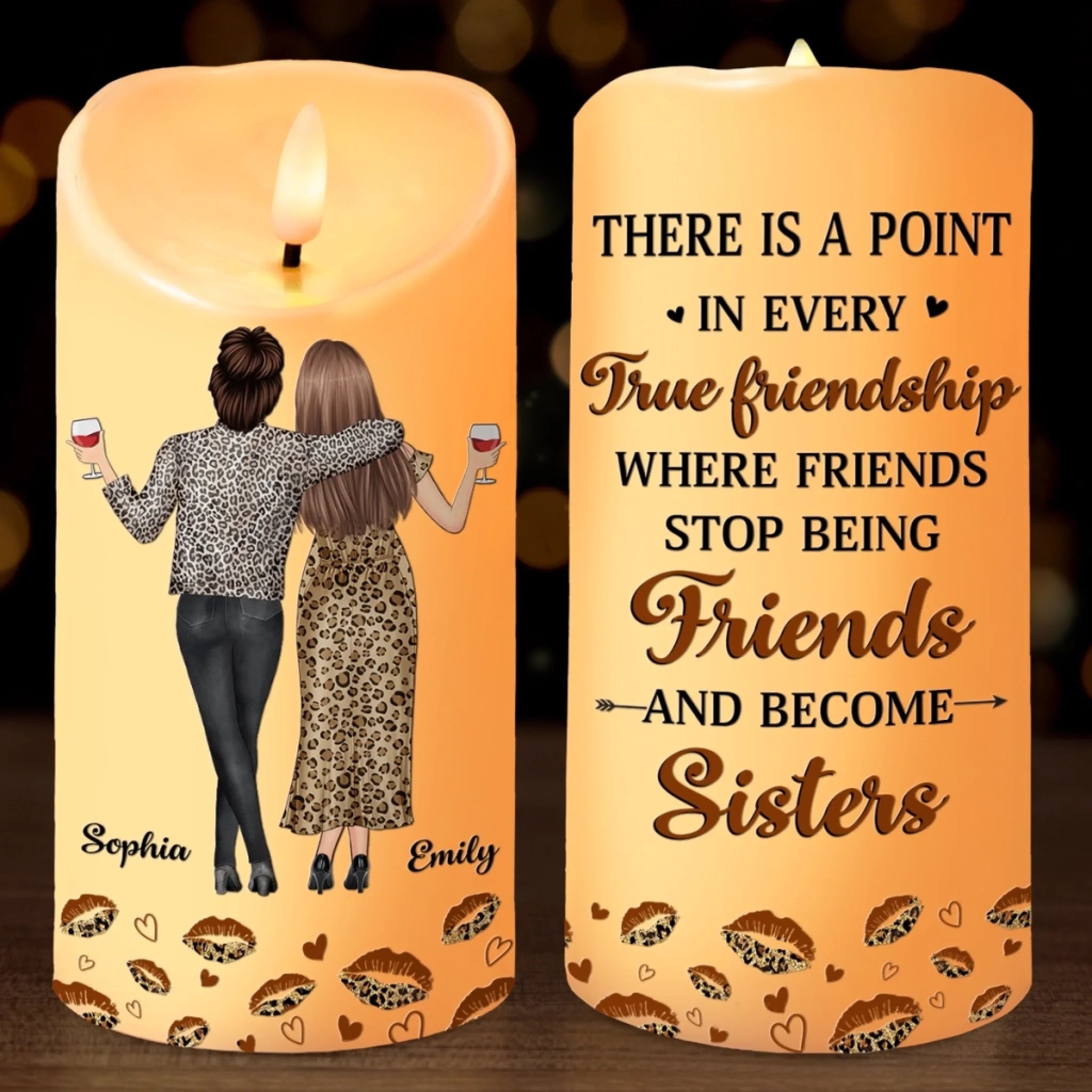 Custom LED Candle Personalized Best Friend Gift for Women, Christmas Birthday Gift for Besties Sisters BFF