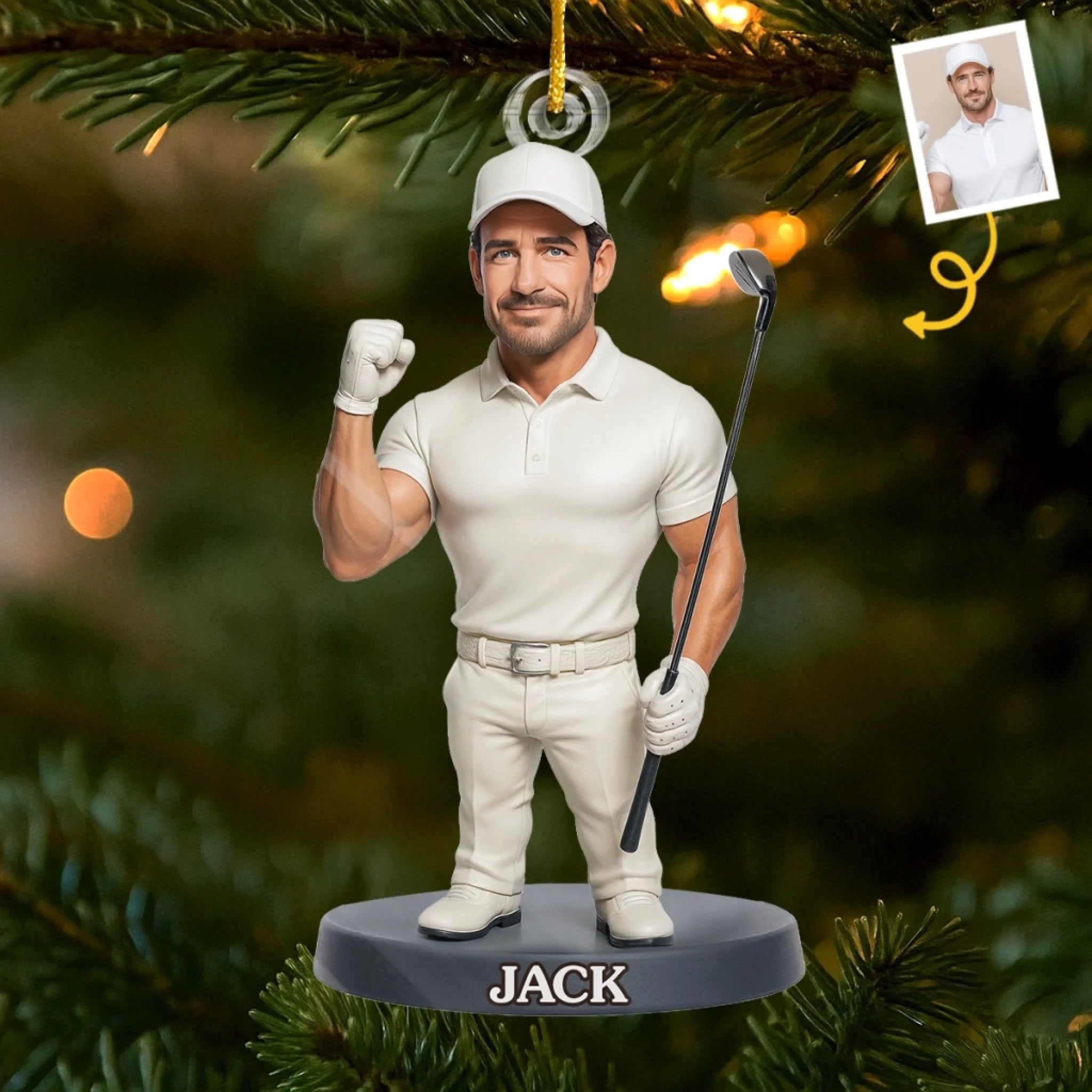 Custom Photo Acrylic Ornament - Personalized Golf Christmas or Birthday Gift for Men and Women