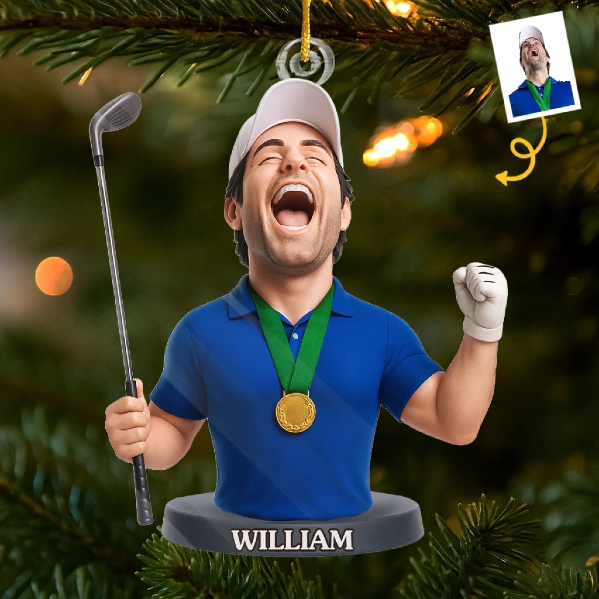 Custom Photo Acrylic Golf Ornament, Personalized Christmas or Birthday Gift for Men and Women