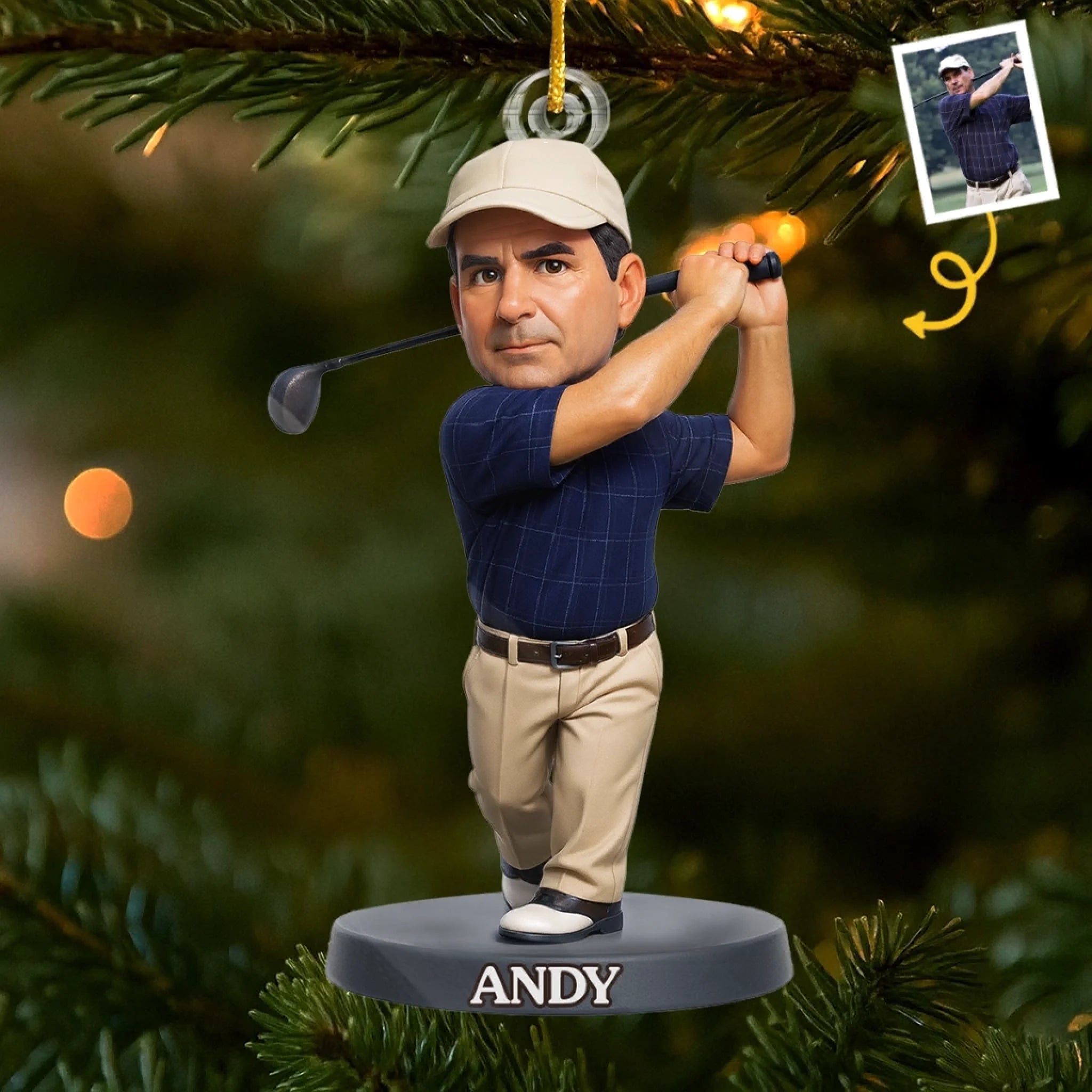 Custom Photo Acrylic Ornament Personalized Golf Christmas or Birthday Gift for Men and Women