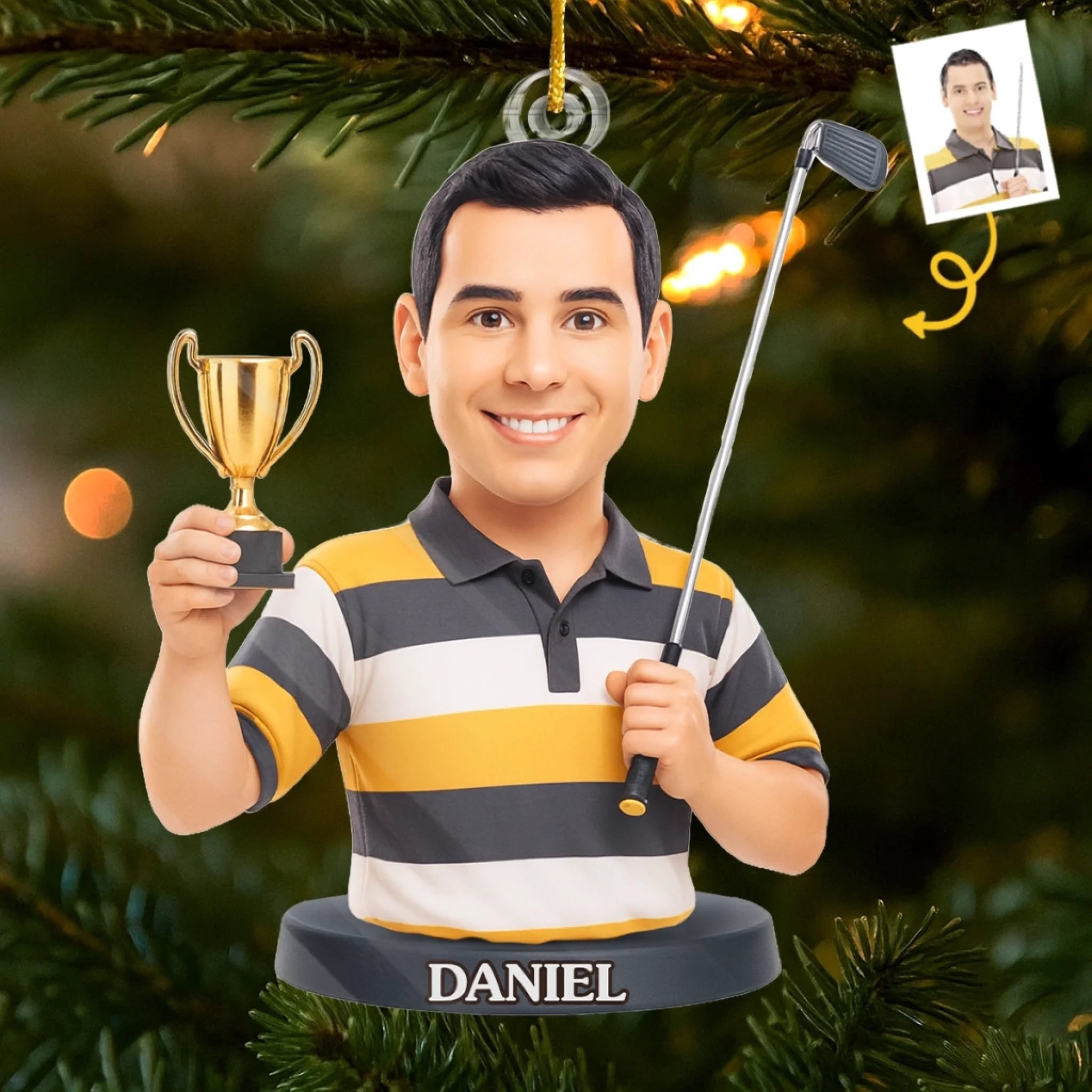 Custom Photo Acrylic Ornament Personalized Golf Christmas or Birthday Gift for Men and Women