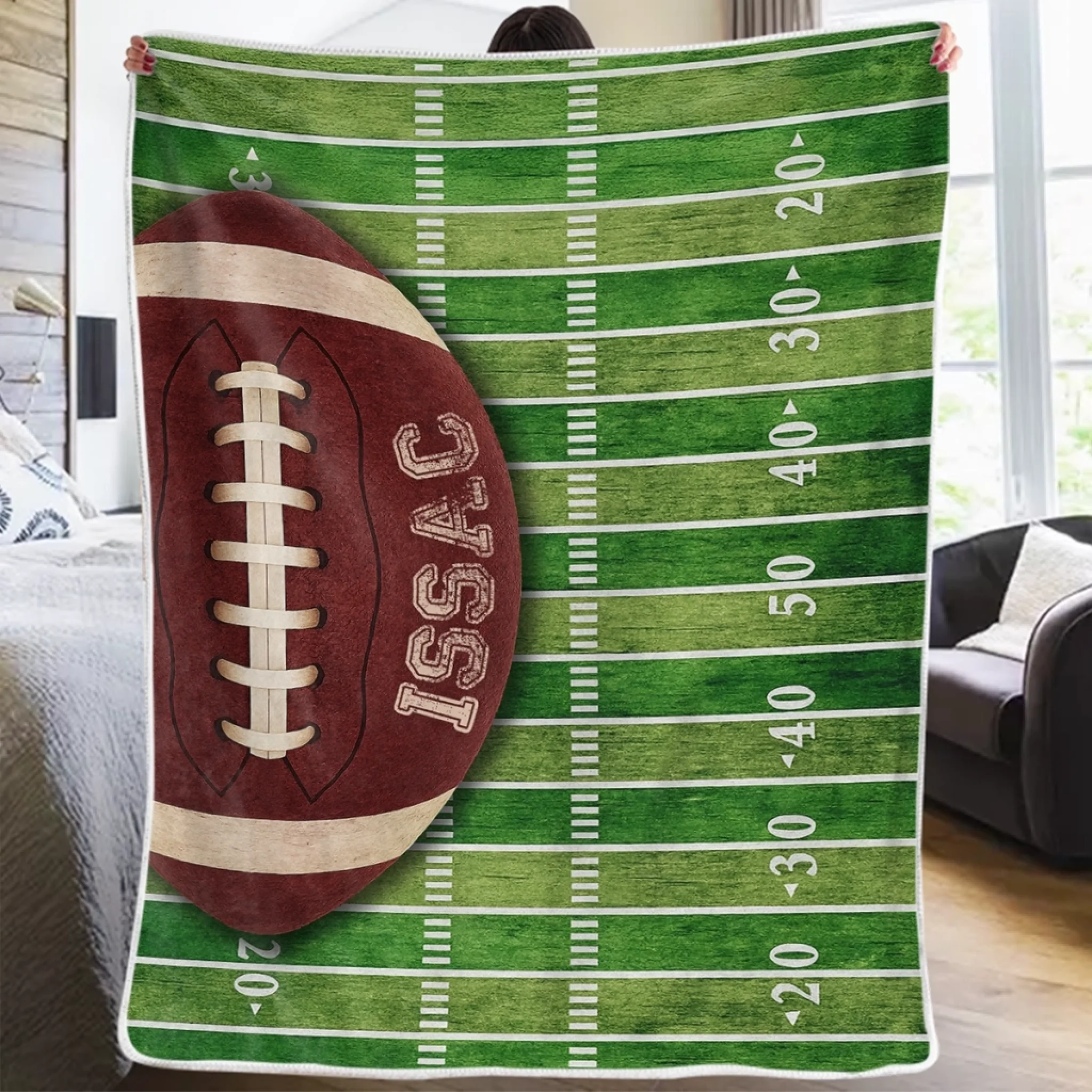 Custom American Football Blanket - Personalized Gift for Football Lovers, Fans & Senior Graduates