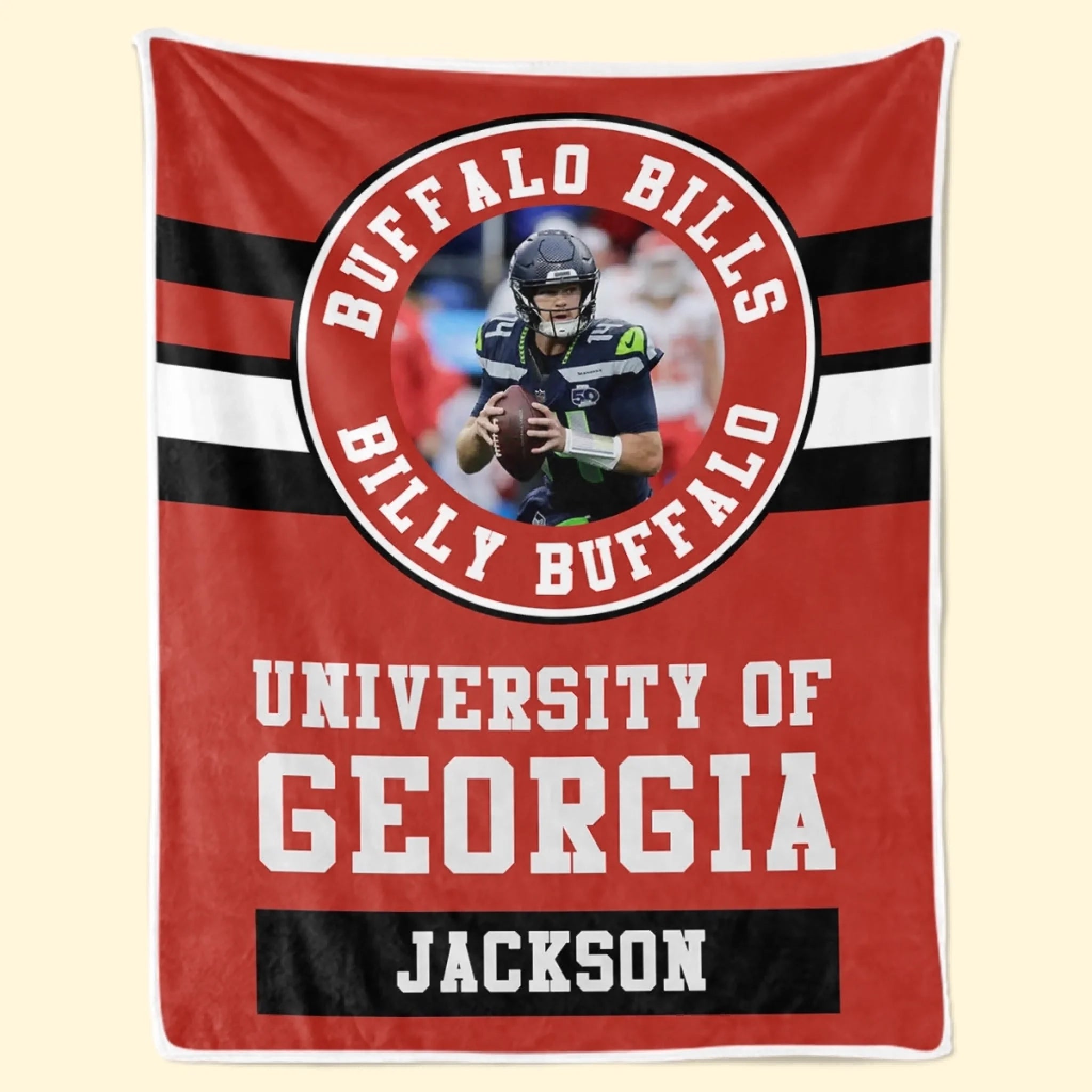 Custom Photo Football Blanket Personalized Birthday or Graduation Gift for Football Fans