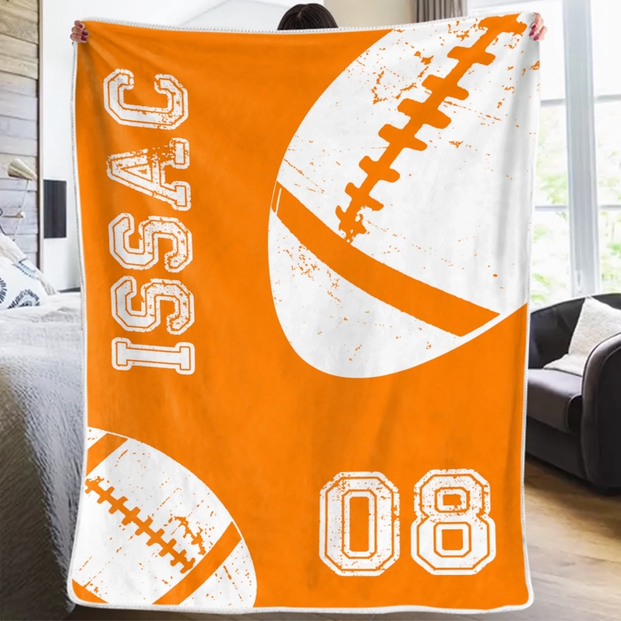 Custom American Football Blanket - Personalized Gift for Football Fans, Birthday or Senior Graduation