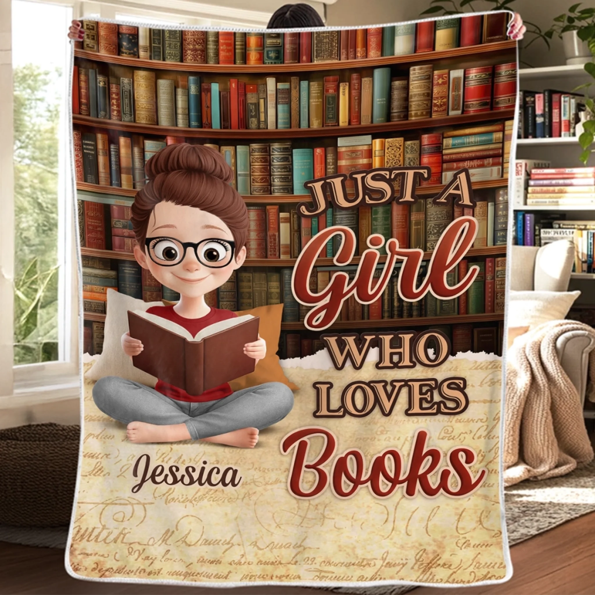 Custom Bookish Blanket, Personalized Gift for Book Lovers, Bookworms and Readers