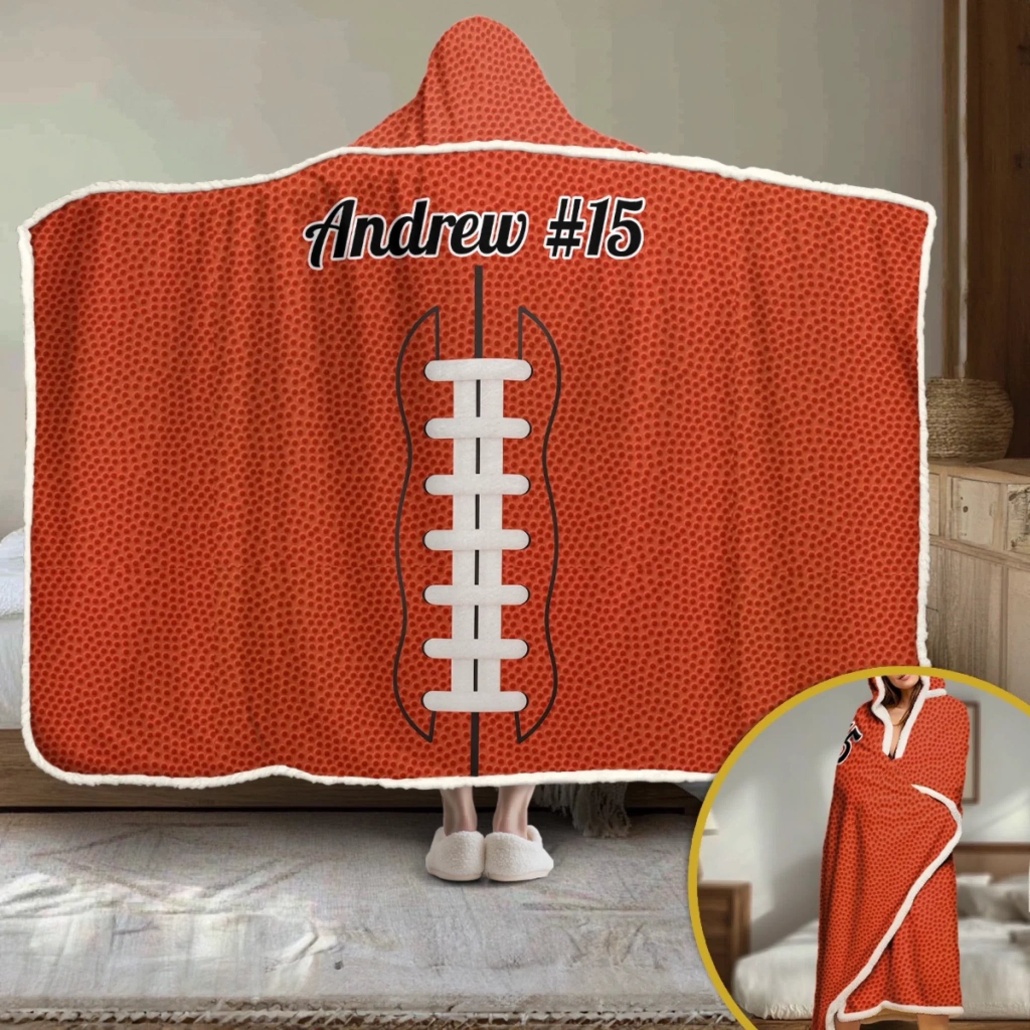 Custom Snuggle Hoodie Blanket - Personalized Birthday Sports Fan Gift, Born To Cheer Loud