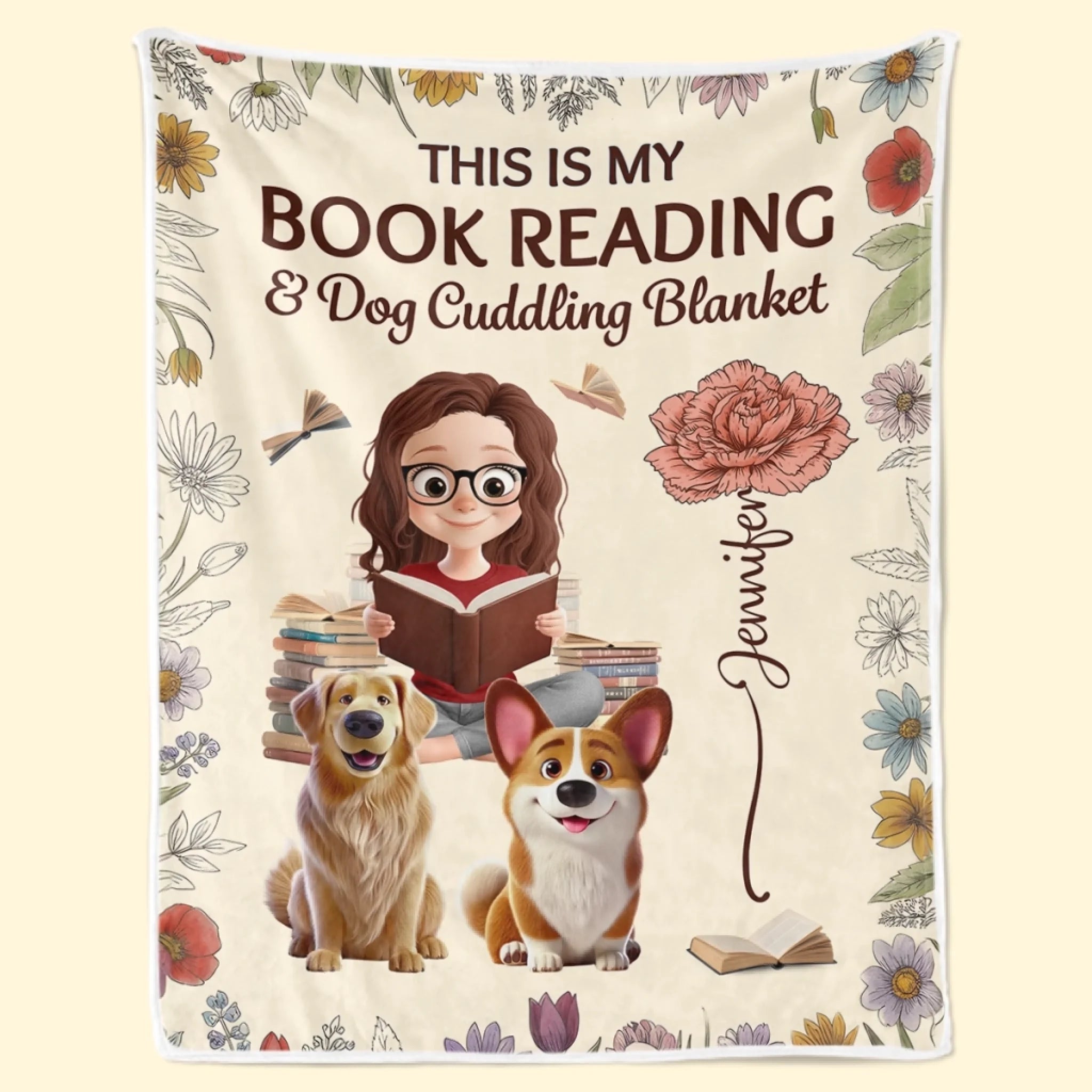 Custom Blanket Personalized Christmas Bookish Gift for Book Lovers Pet Moms Dads and Reading Buddies