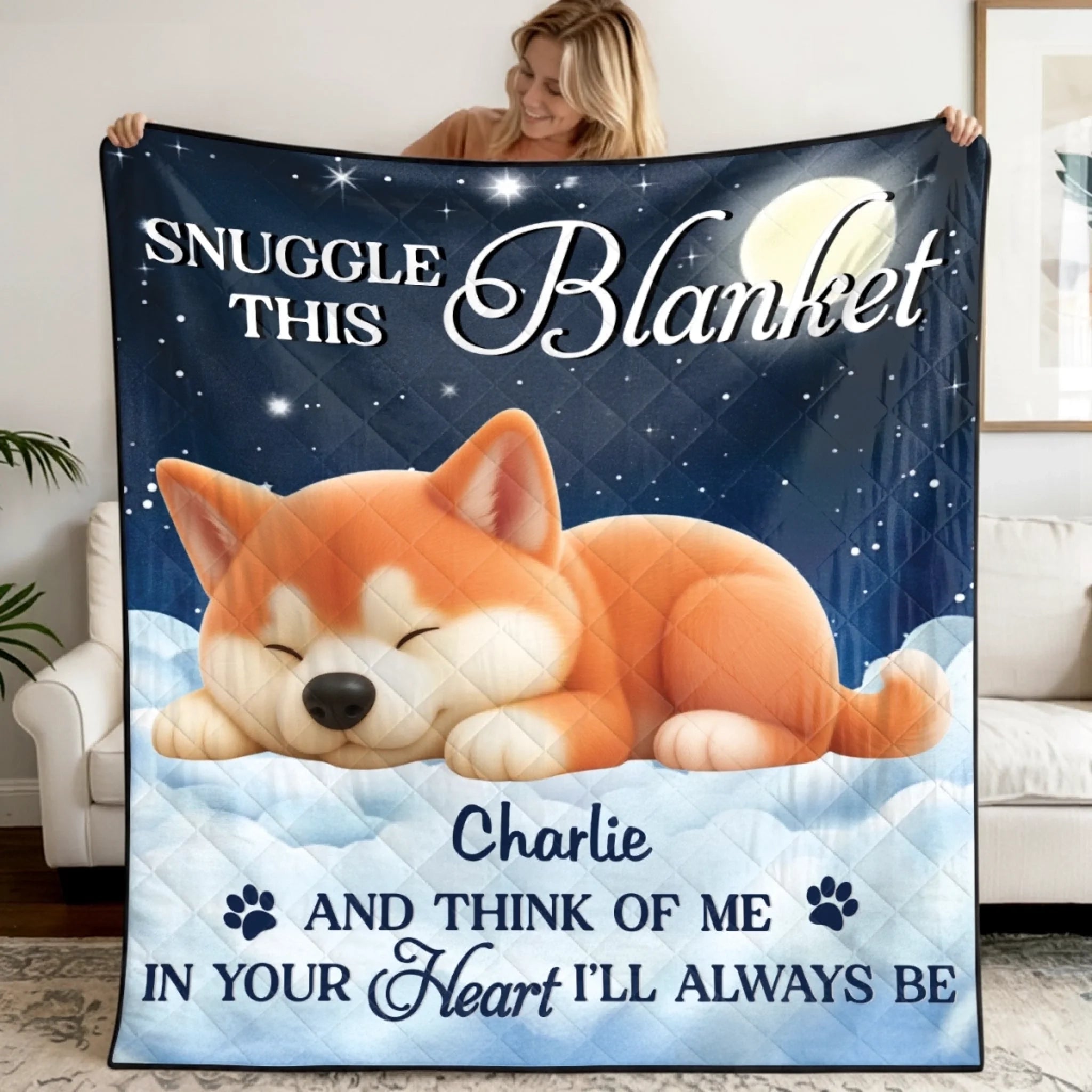 Custom Quilt Blanket Personalized Pet Memorial Sympathy Gift for Dogs and Cats