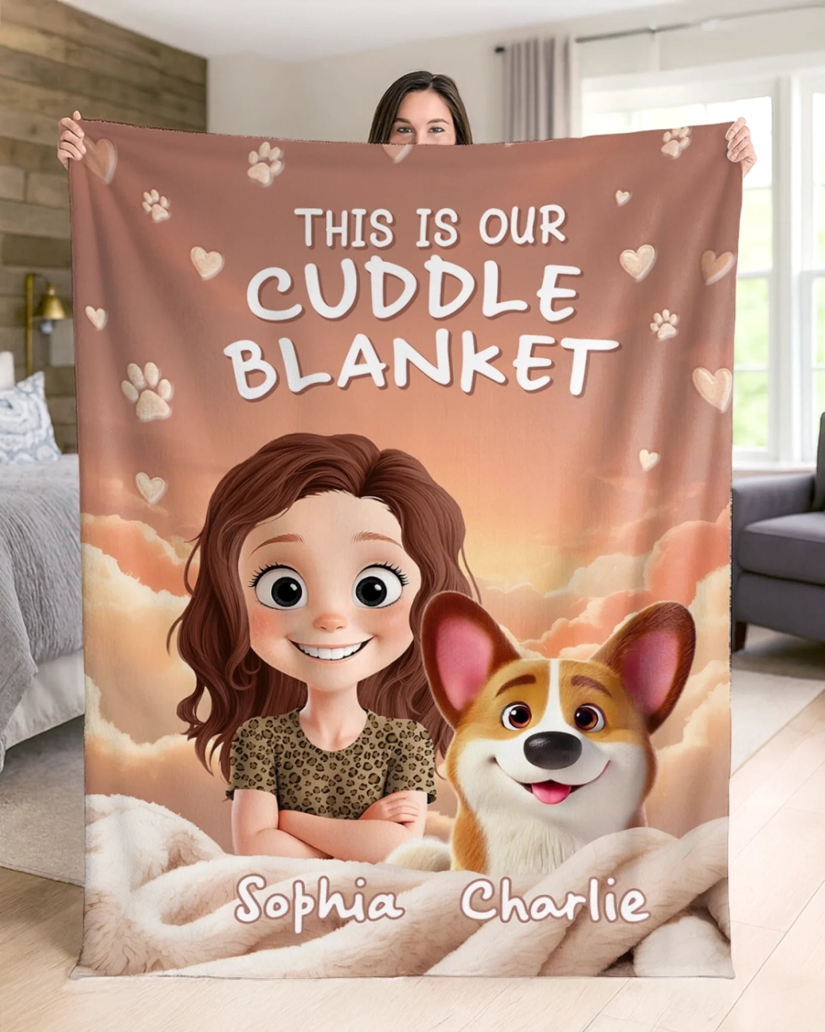 Custom Dog Lover Blanket Personalized Birthday Gift for Dog Mom or Dad, Snuggles Powered by Paws