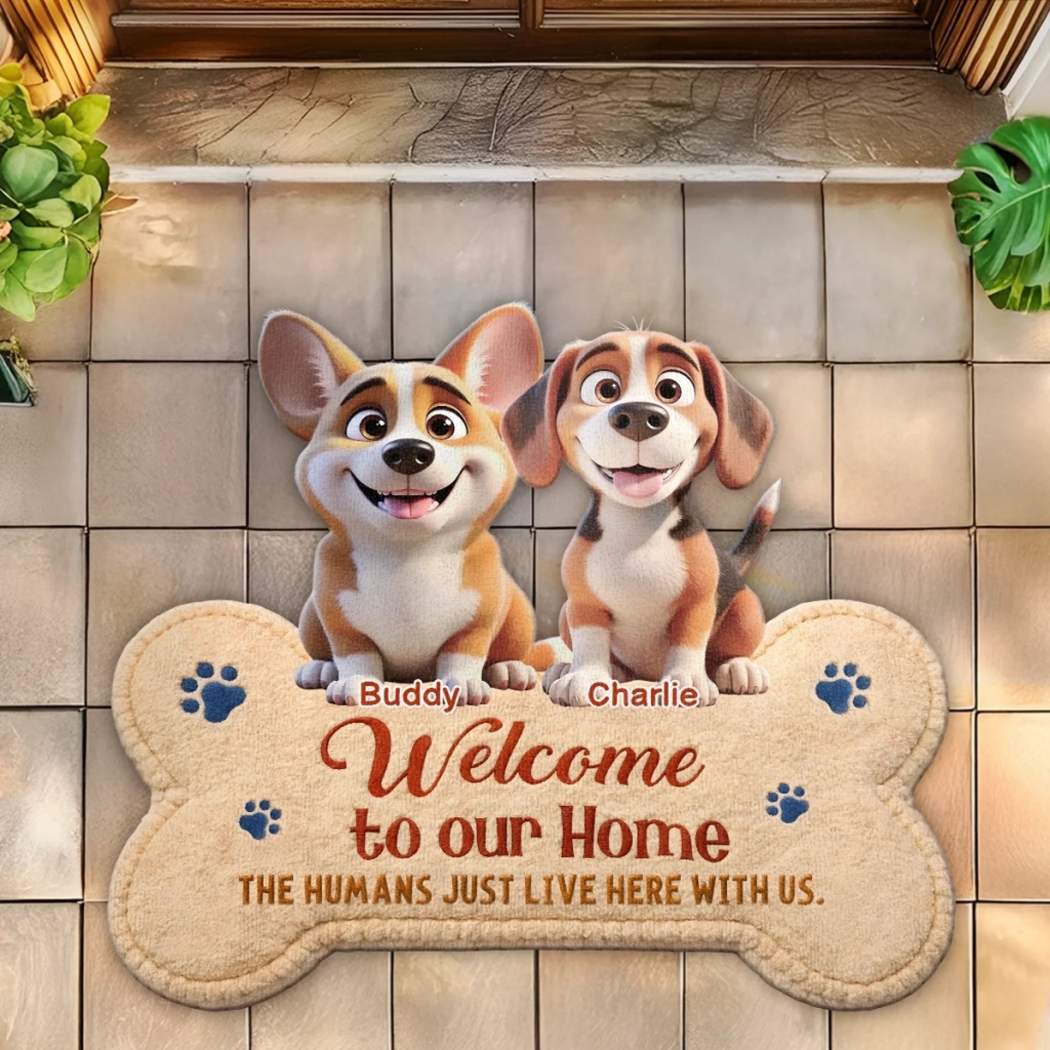 Custom Shaped Doormat Personalized Dog Lover Birthday Gift Welcome to Our Pawfect Home