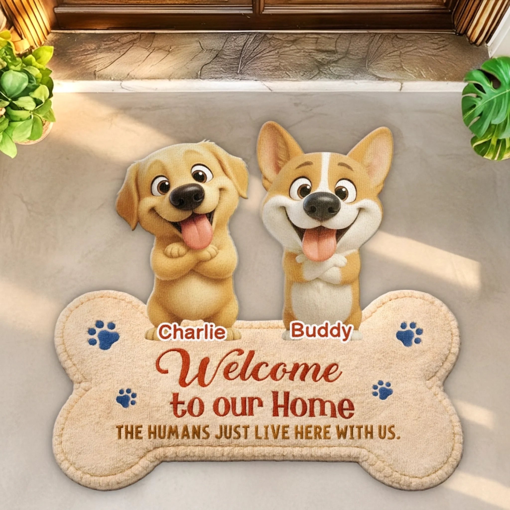 Personalized Custom Shaped Doormat for Dog Lovers, Dog Mom and Dad Birthday Gift, Beware of Dog Kisses