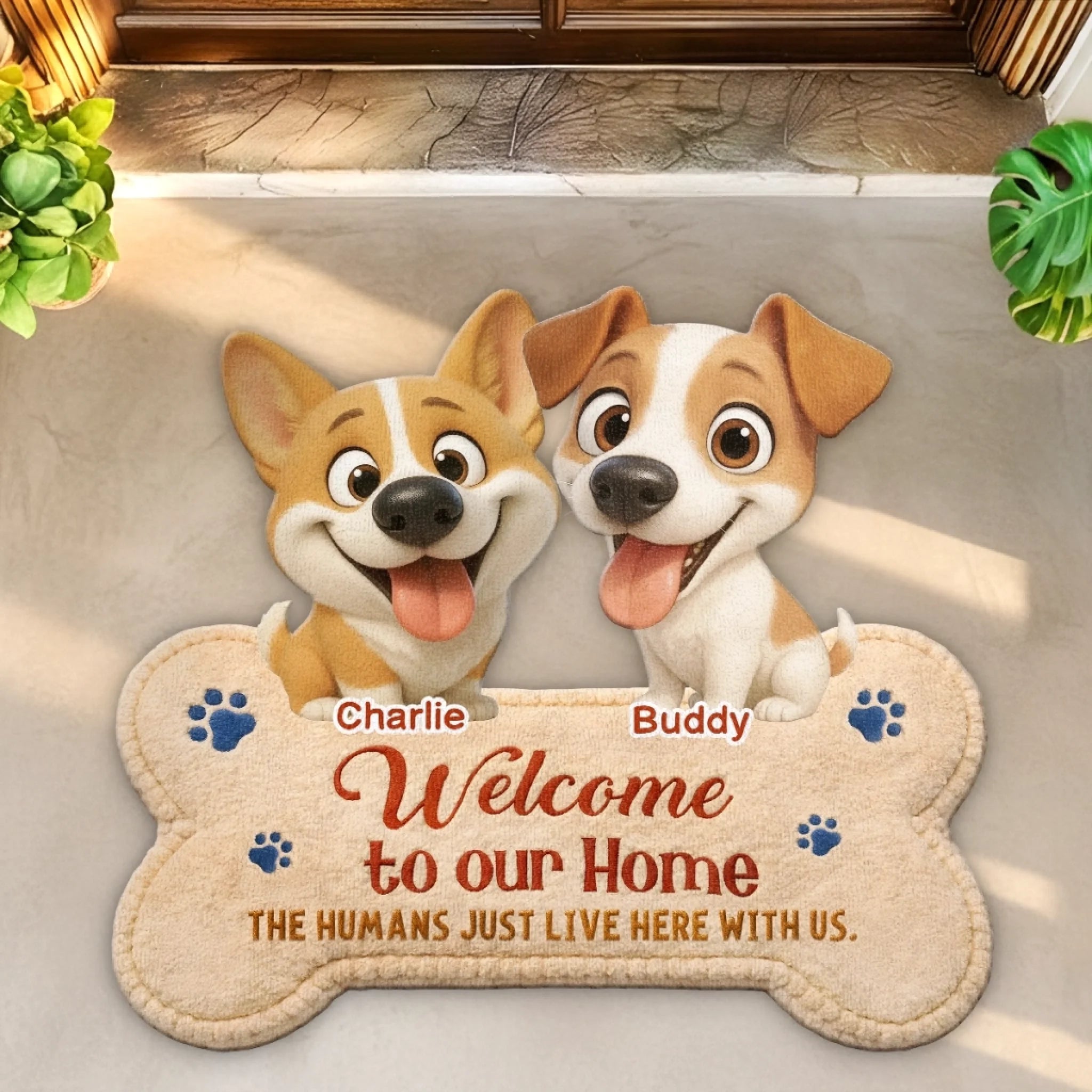 Custom Shaped Doormat for Dog Lovers, Personalized Birthday Gift for Dog Dad or Mom