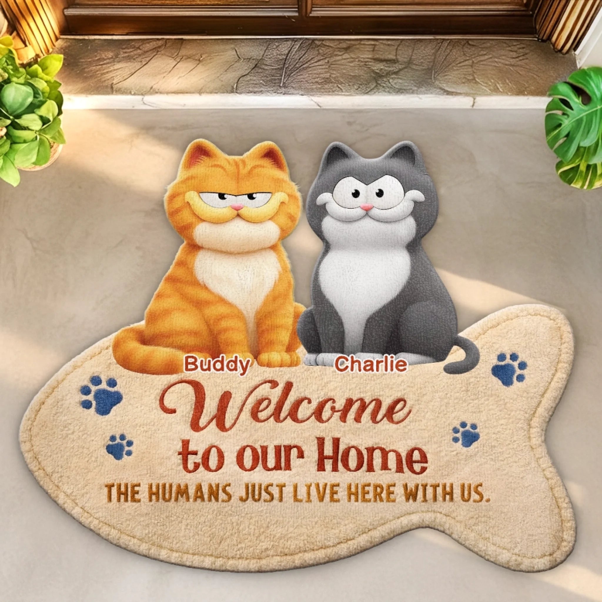 Custom Shaped Cat Doormat, Personalized Birthday Gift for Cat Mom and Dad, This Home Is Cat Owned