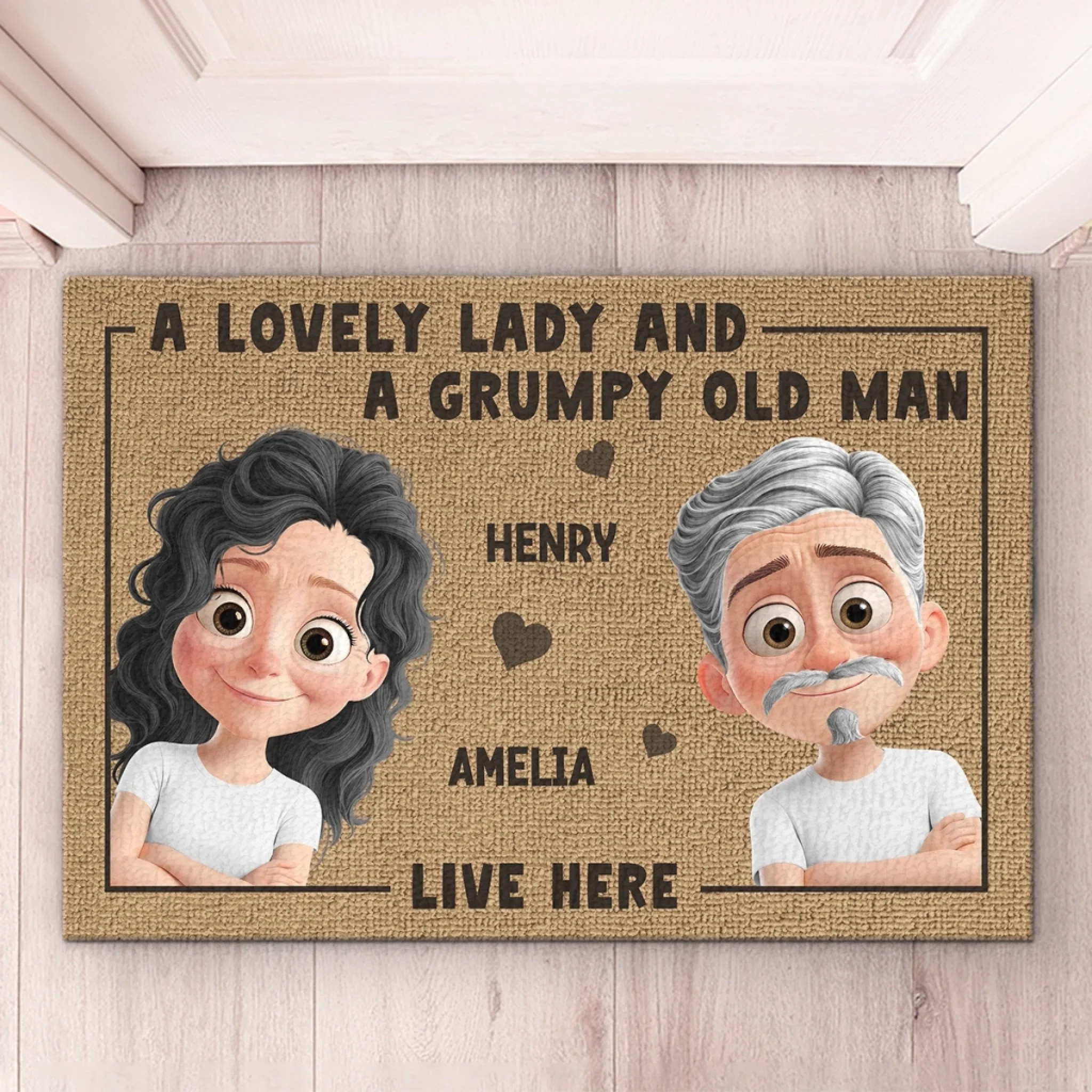 Personalized Doormat for Couples, This Is Our Happy Place Anniversary or Wedding Gift