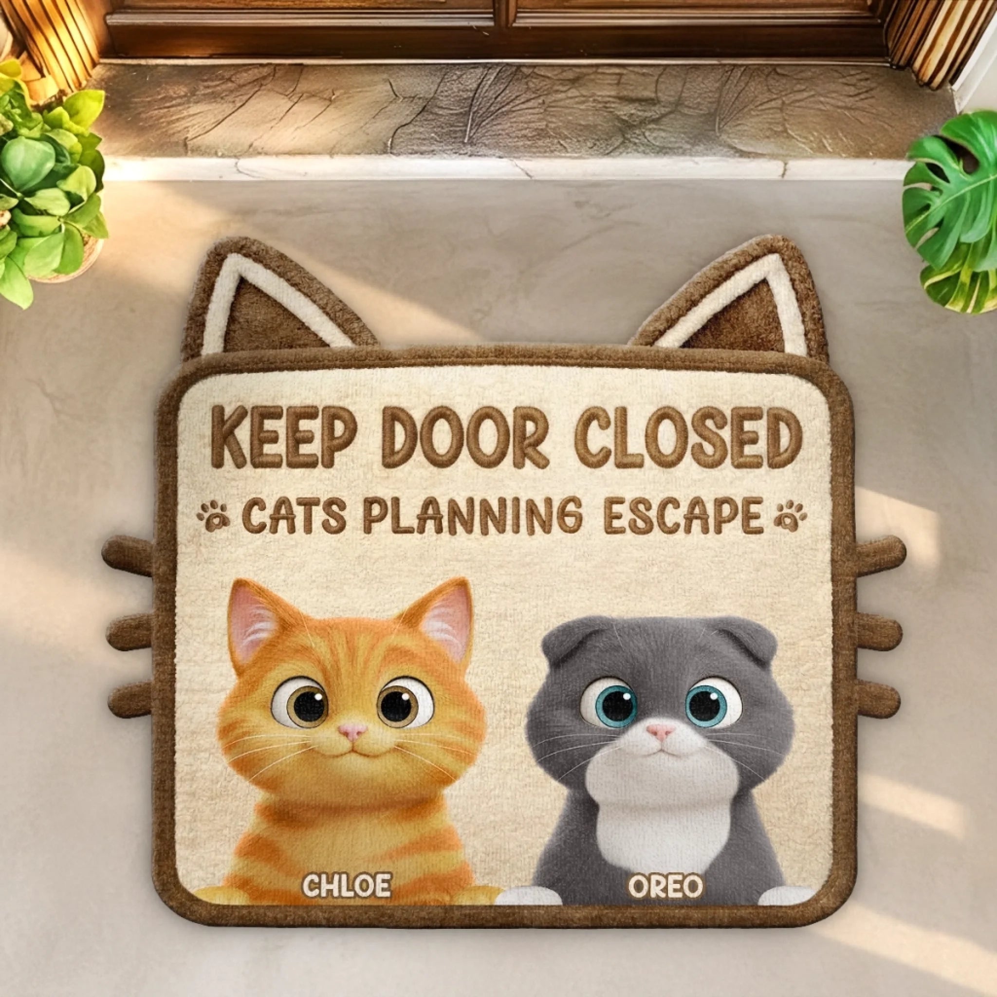 Custom Shaped Doormat Personalized Birthday Gift for Cat Lovers Cat Mom and Dad